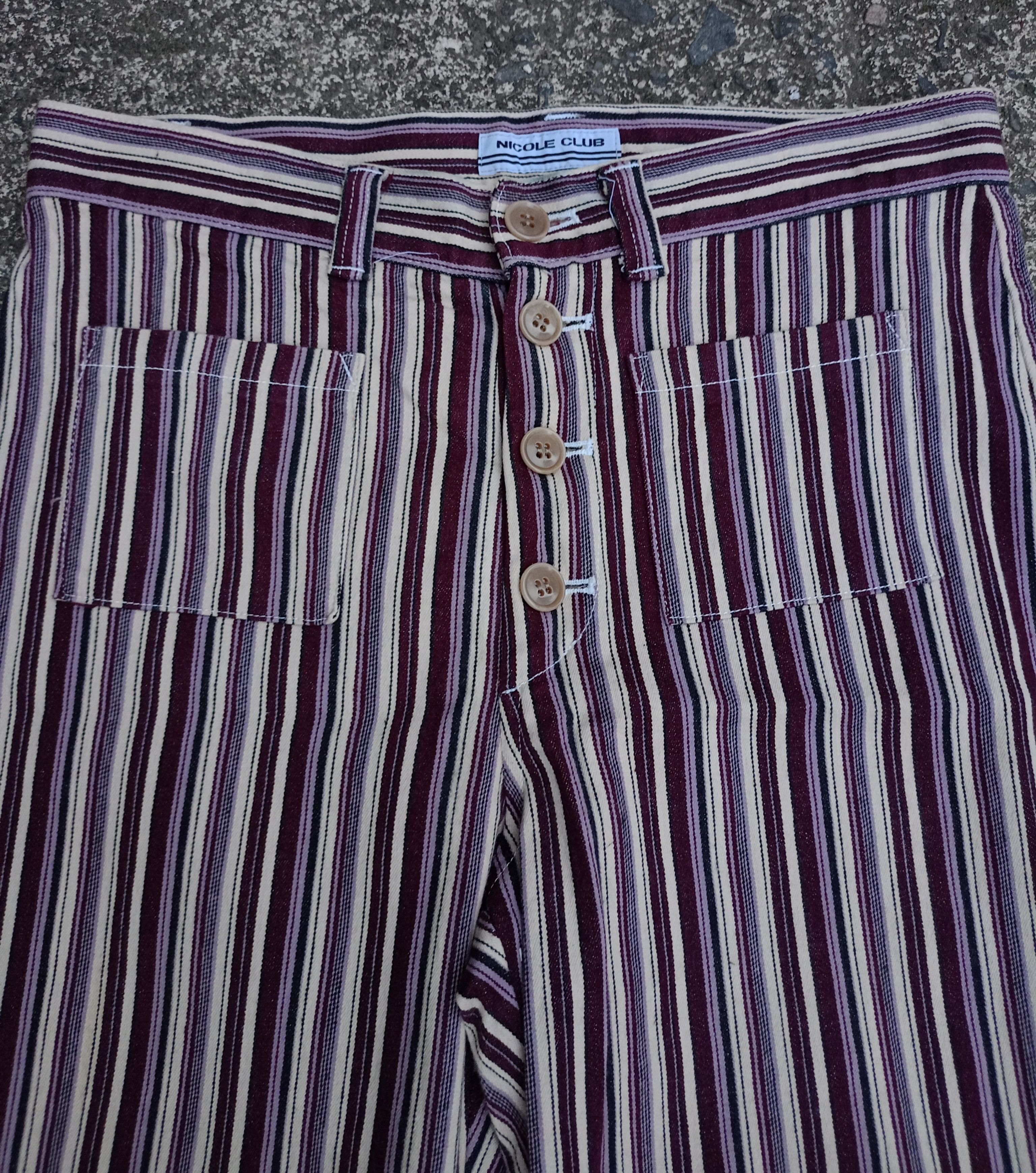 If Six Was Nine × Japanese Brand × Nicole Club Nicole Club strip Flared Pants Size US 30 / EU 46 - 3 Thumbnail