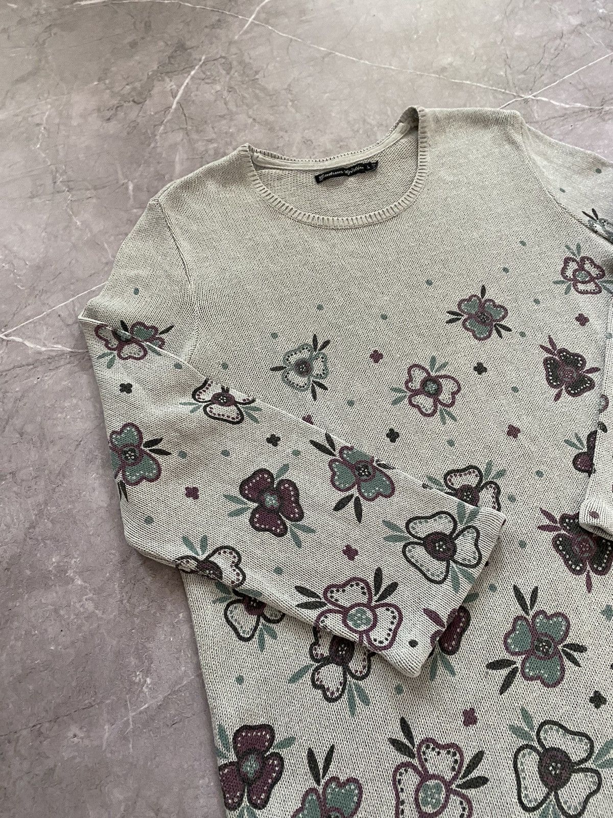 Designer × Gudrun Sjoden Rare Gudrun Sjoden Gray Sweater Floral Flowers Print Size L Size L / US 10 / IT 46 - 4 Thumbnail