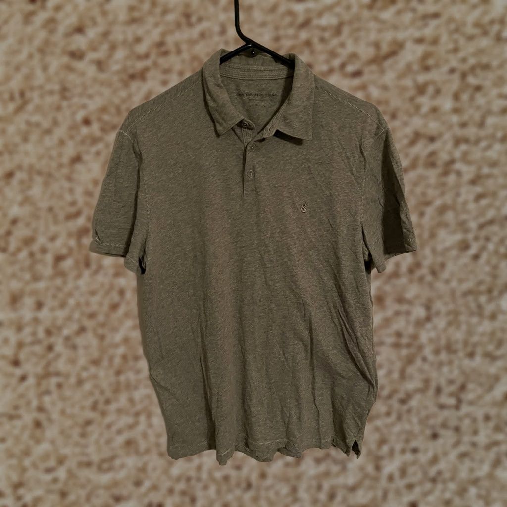 John Varvatos John Varvatos USA Chest Logo Light Gray Cotton Polo Shirt - Men's Medium S/S Size US M / EU 48-50 / 2 - 1 Thumbnail