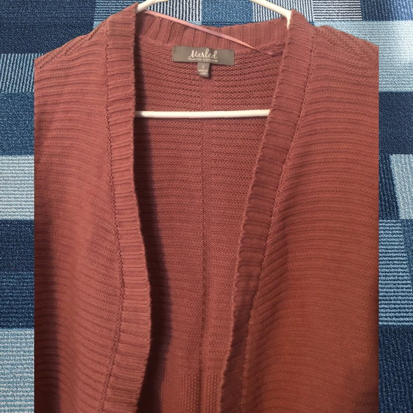 Vintage VINTAGE Marled Hooded Shaw Wrap Sweater Womens S Dusty Pink Cardigan Size S / US 4 / IT 40 - 1 Thumbnail