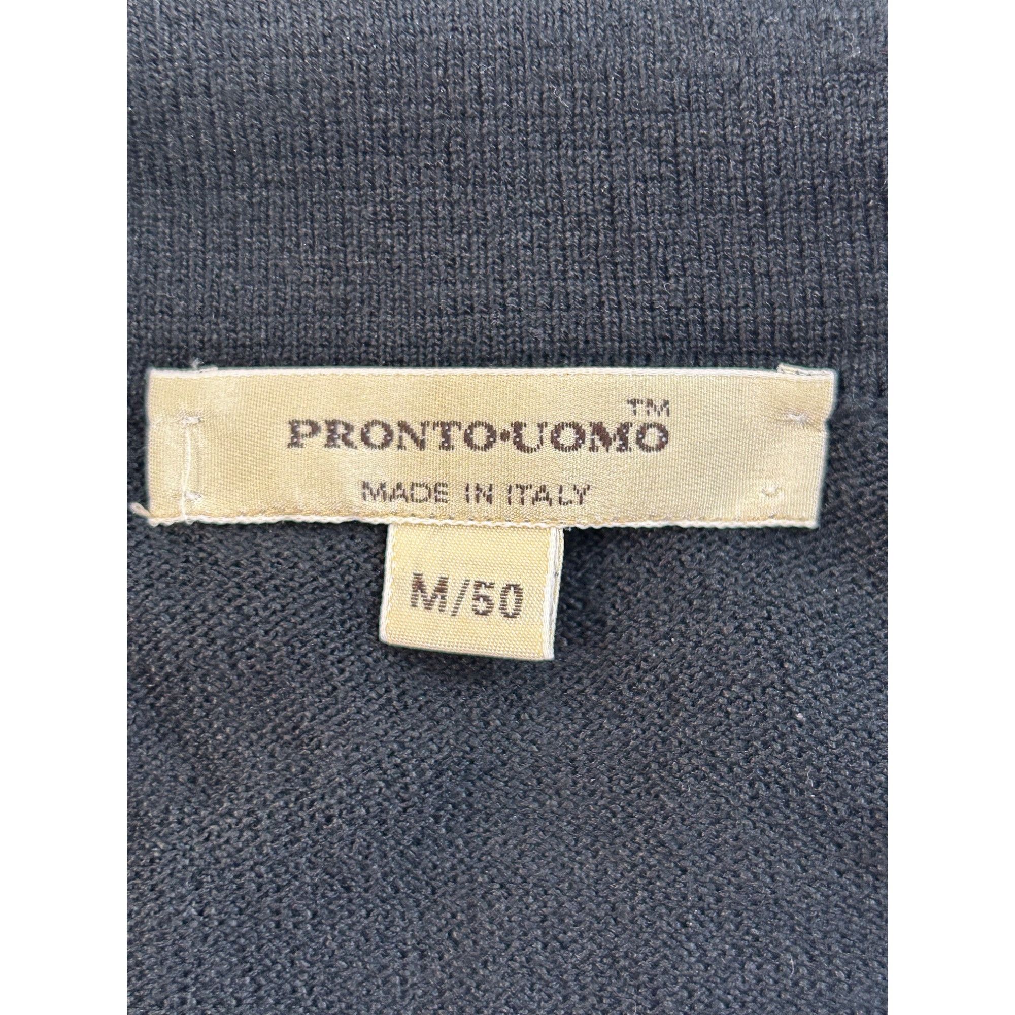 Pronto Uomo Pronto Uomo Men’s Vtg Black Sweater M Italy Collared 2- Butt Size US M / EU 48-50 / 2 - 5 Thumbnail