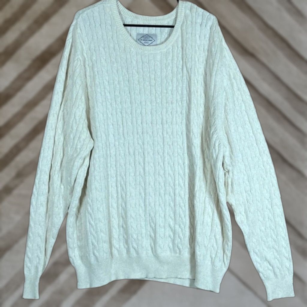 Vintage St. John's Bay Mens Sweater Cable Knit Crew Neck Super Soft Long Sleeve 2XL Cream Knit Pullover Casual Casualwear Mens Size US XXL / EU 58 / 5 - 1 Thumbnail