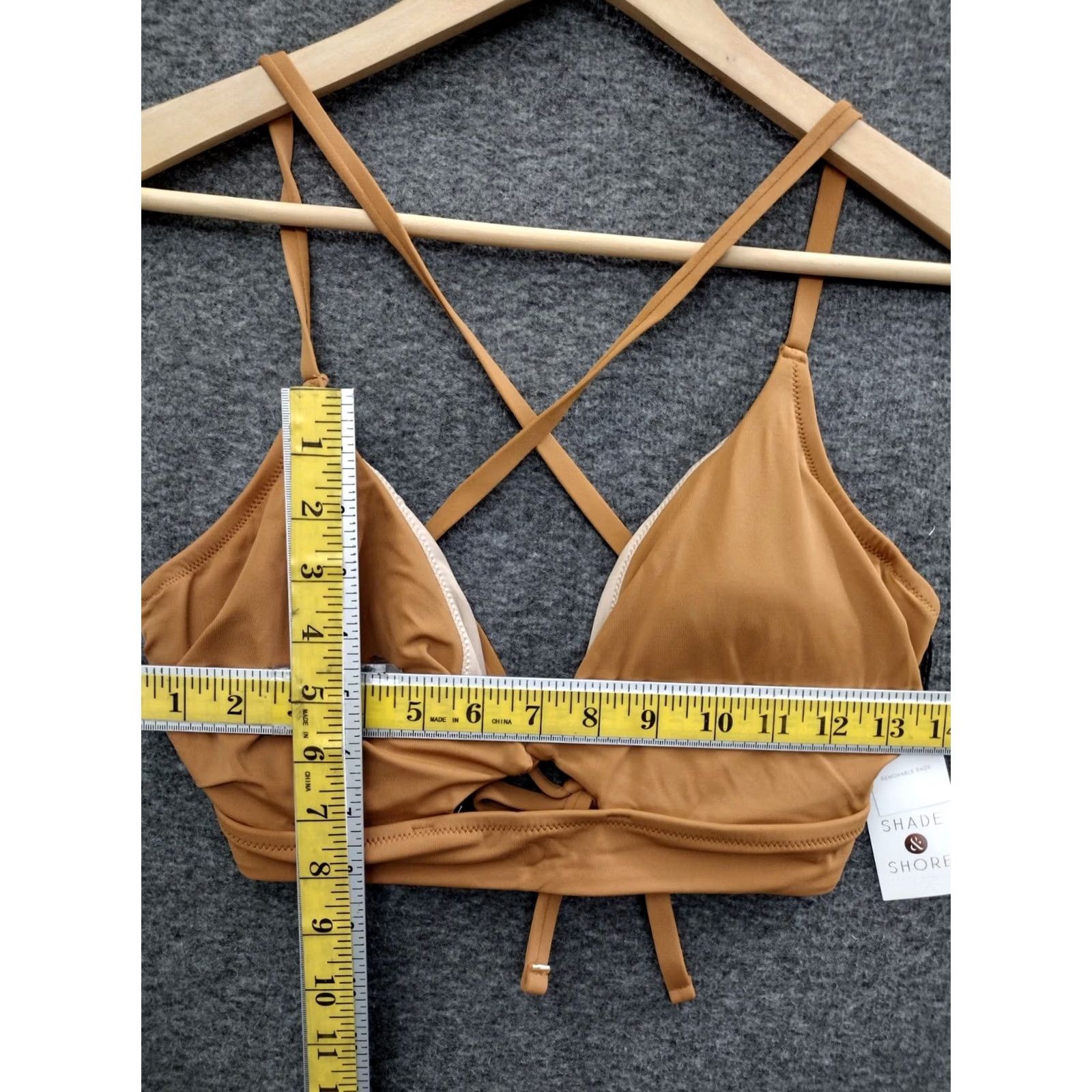 Vintage Shade & Shore Bikini Top Women 36D Brown Key Hole Spaghetti Padded Lined Beach 90s Event Size XS / US 0-2 / IT 36-38 - 4 Thumbnail