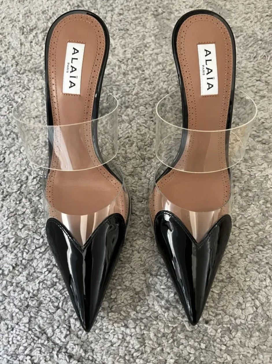 Alaia ALAIA clear vinyl and calf leather mule pumps Size US 10 / IT 40 - 4 Thumbnail