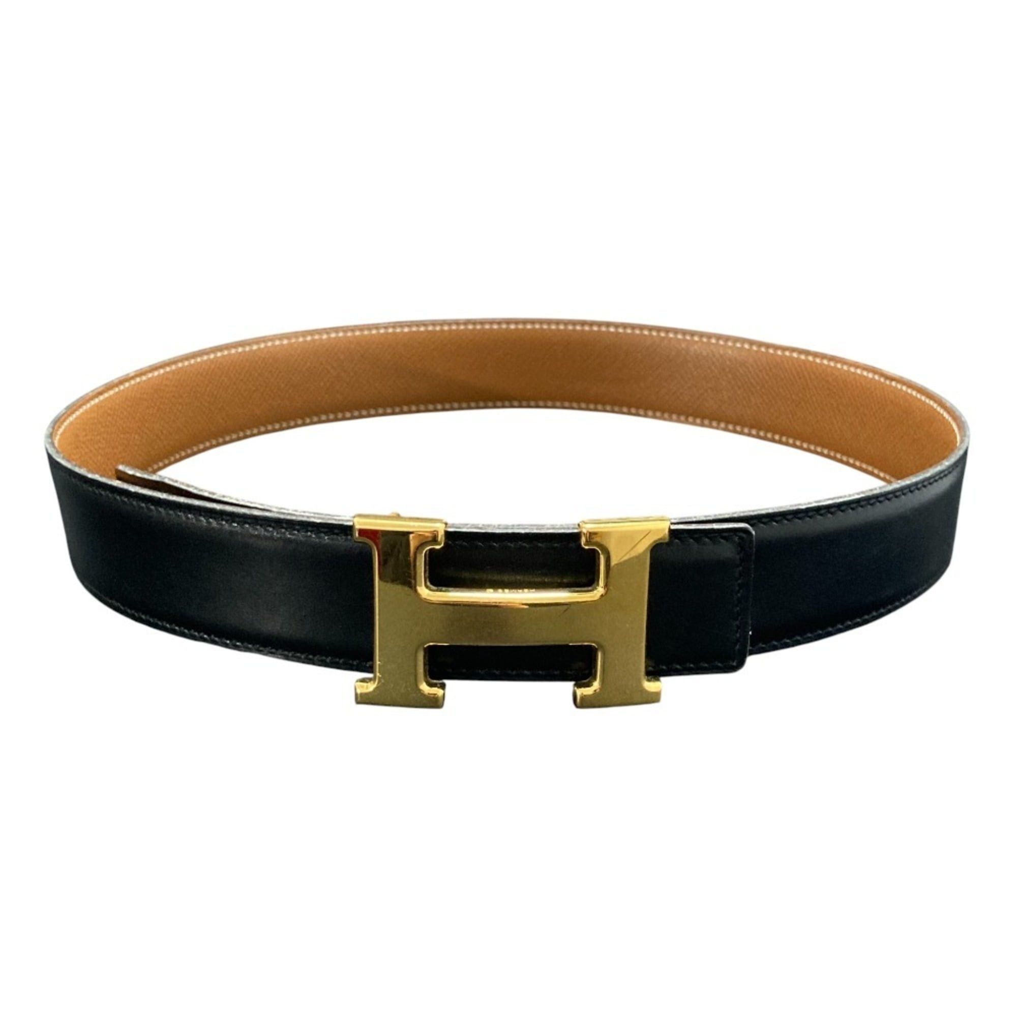 Hermes Horse Buckle Belt, Size 80, Black/Brown Leather, Women\'s, HERMES HERMES H Logo Constance Reversible Buckle Belt Leather Black  main image 4