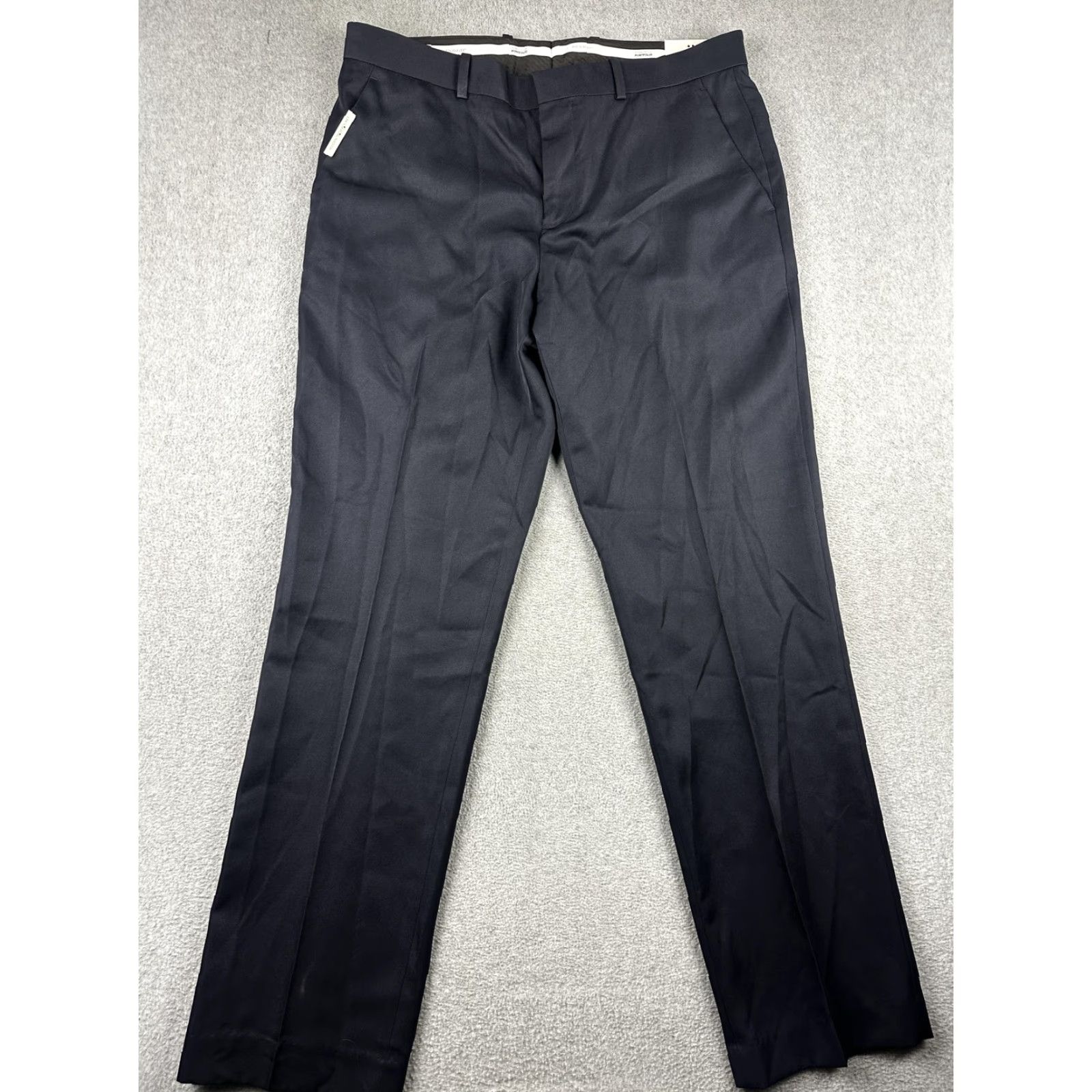 Perry Ellis Portfolio Pants Mens 34x32 Dark Navy Modern Fit Luxury Performance  Dress Pants Regular Inseam