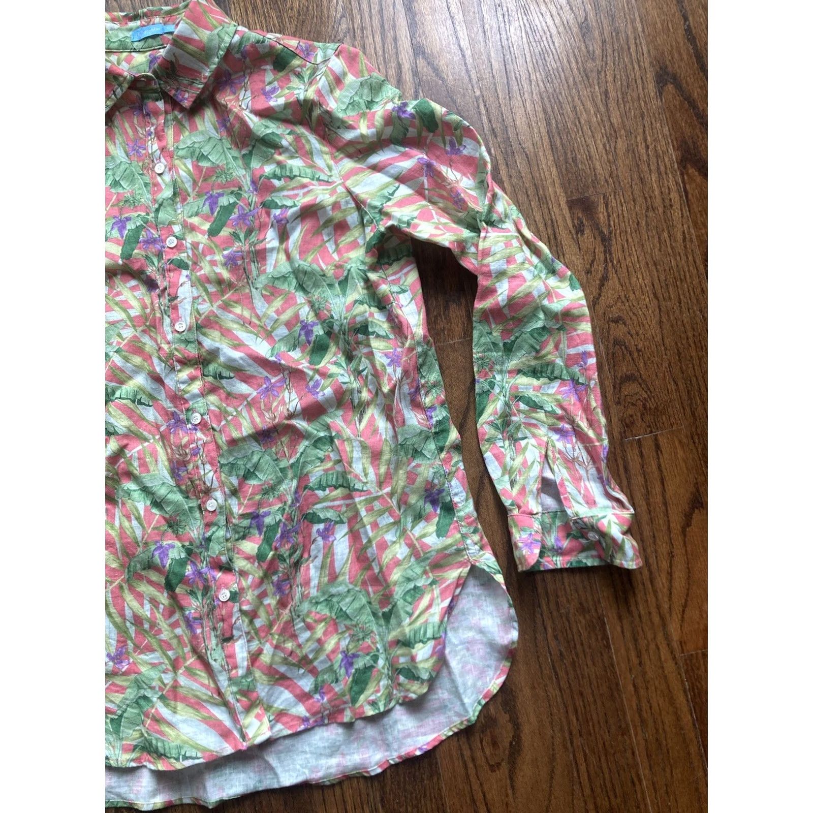 J.McLaughlin J.McLaughlin Womens Shirt Size XS 100% Linen Floral Beach Blouse Button Up Size XS / US 0-2 / IT 36-38 - 3 Thumbnail