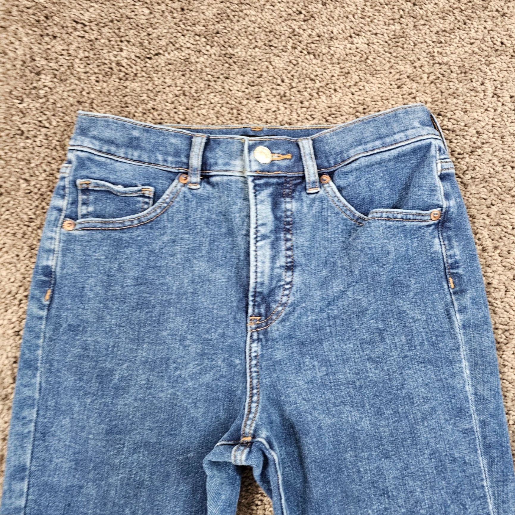 Express Vintage Express Women's Cropped Flare Jeans 00 High Rise Stretch Denim Blue 25x25 Size 24" / US 00 / IT 34 - 2 Thumbnail