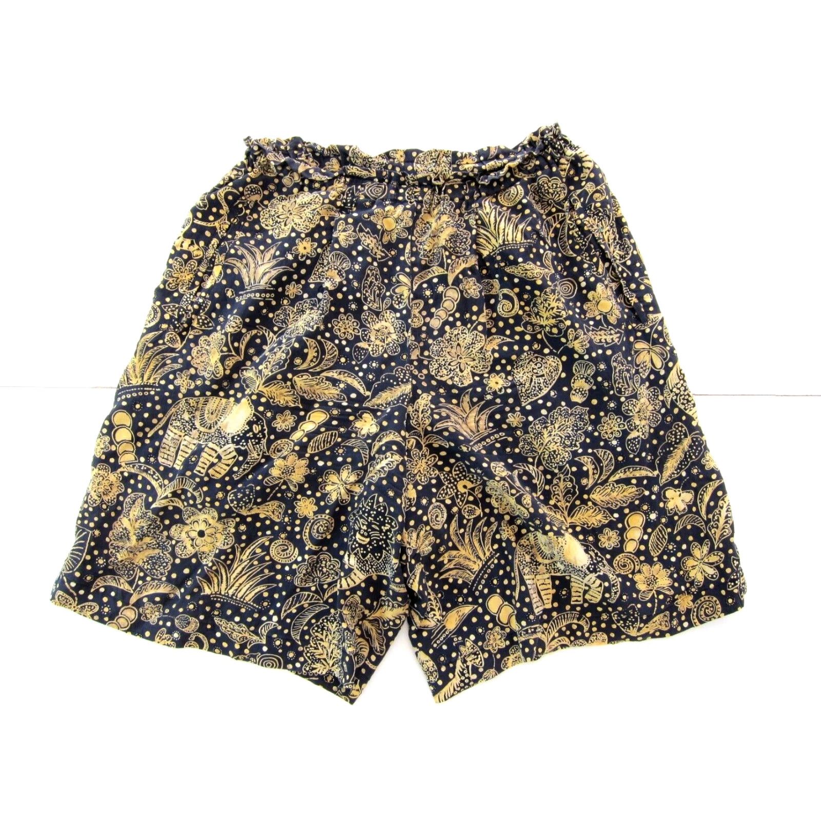 Vintage VINTAGE August 100% Silk Black Yellow Floral Pocket High Rise Pleat Short Women XS Size 26" / US 2 / IT 38 - 2 Thumbnail