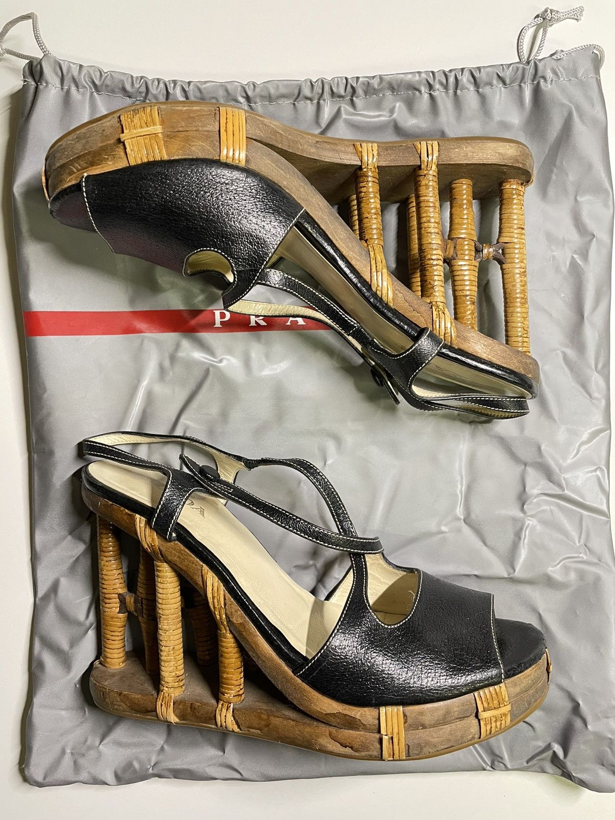 image of Prada Bamboo Ss06 High Heel Shoes (1218) in Black, Women's (Size 9)