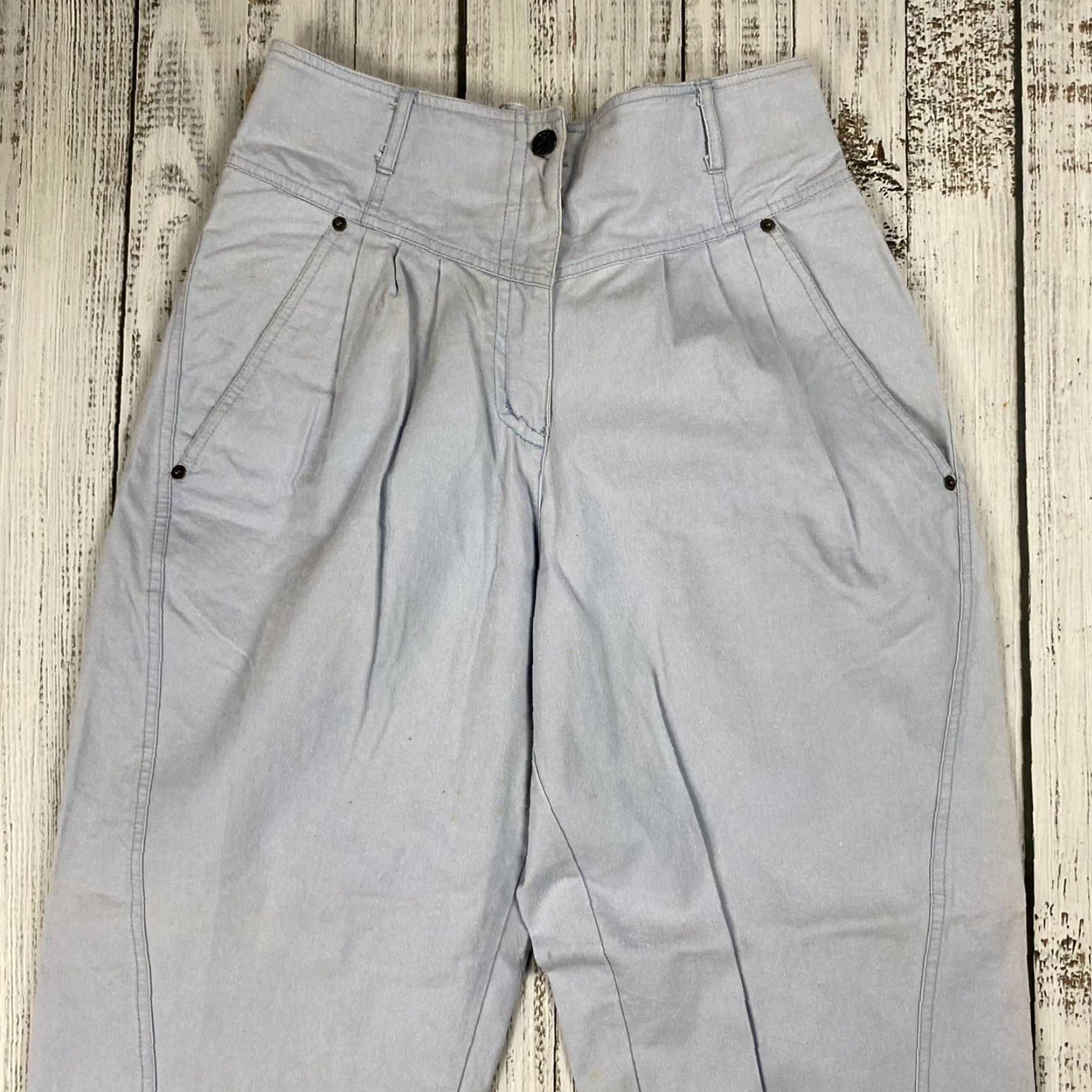 Mason's VTG Mason MOM High Waisted Classic Jeans Blue Pleated Zip 14 Womens Chino Straight 80s Size 36" / US 14 / IT 50 - 2 Thumbnail