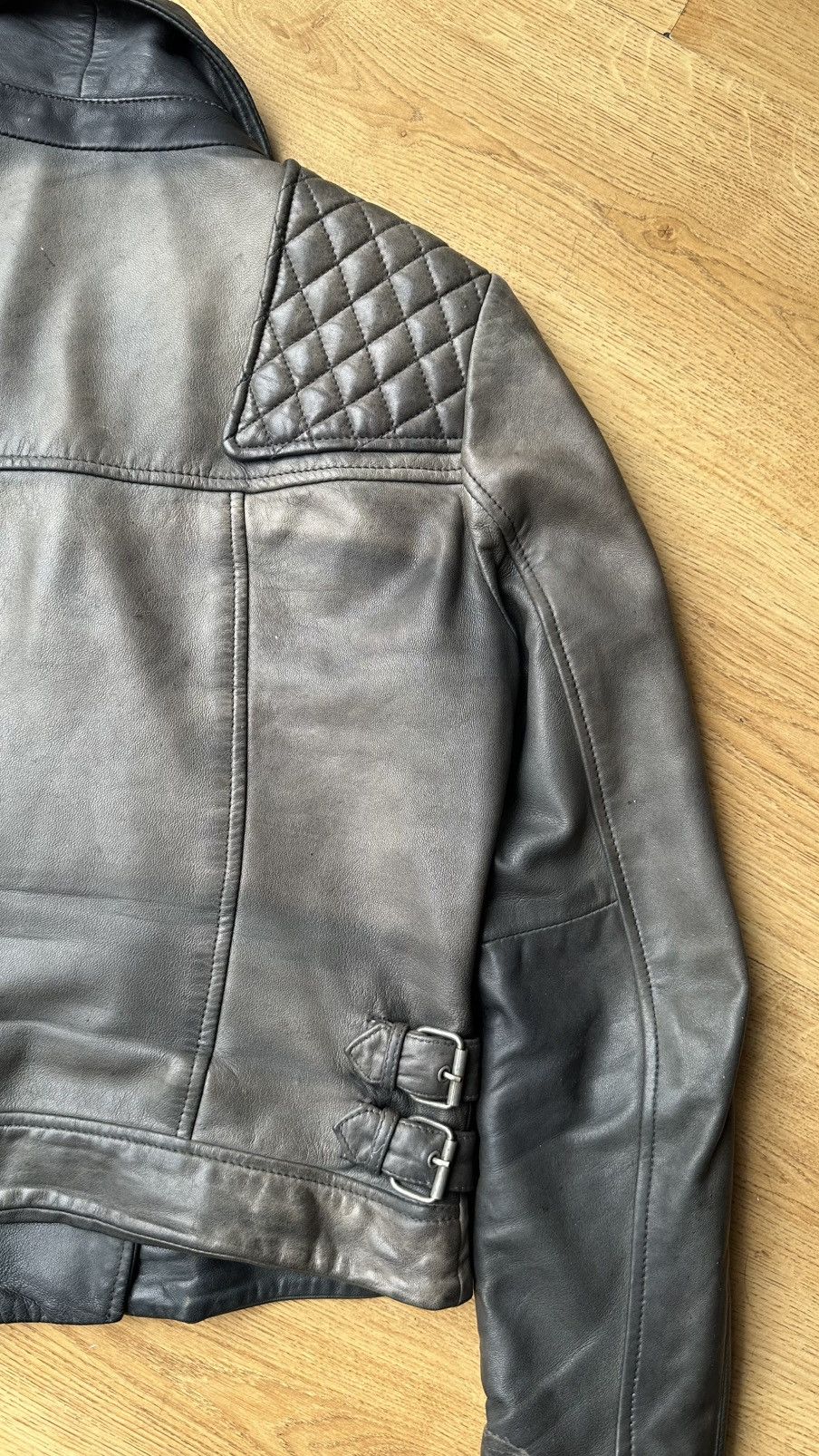 All Saints HAWKS BIKER sheepskin leather jacket us2 uk6 eu34
