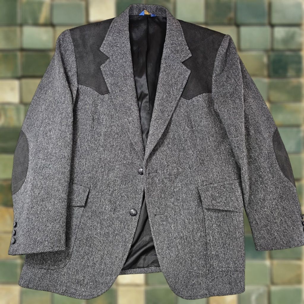 Pendleton VINTAGE Pendleton Jacket Mens 44 Gray Wool Suede Elbow Patches 80s Size US S / EU 44-46 / 1 - 1 Thumbnail