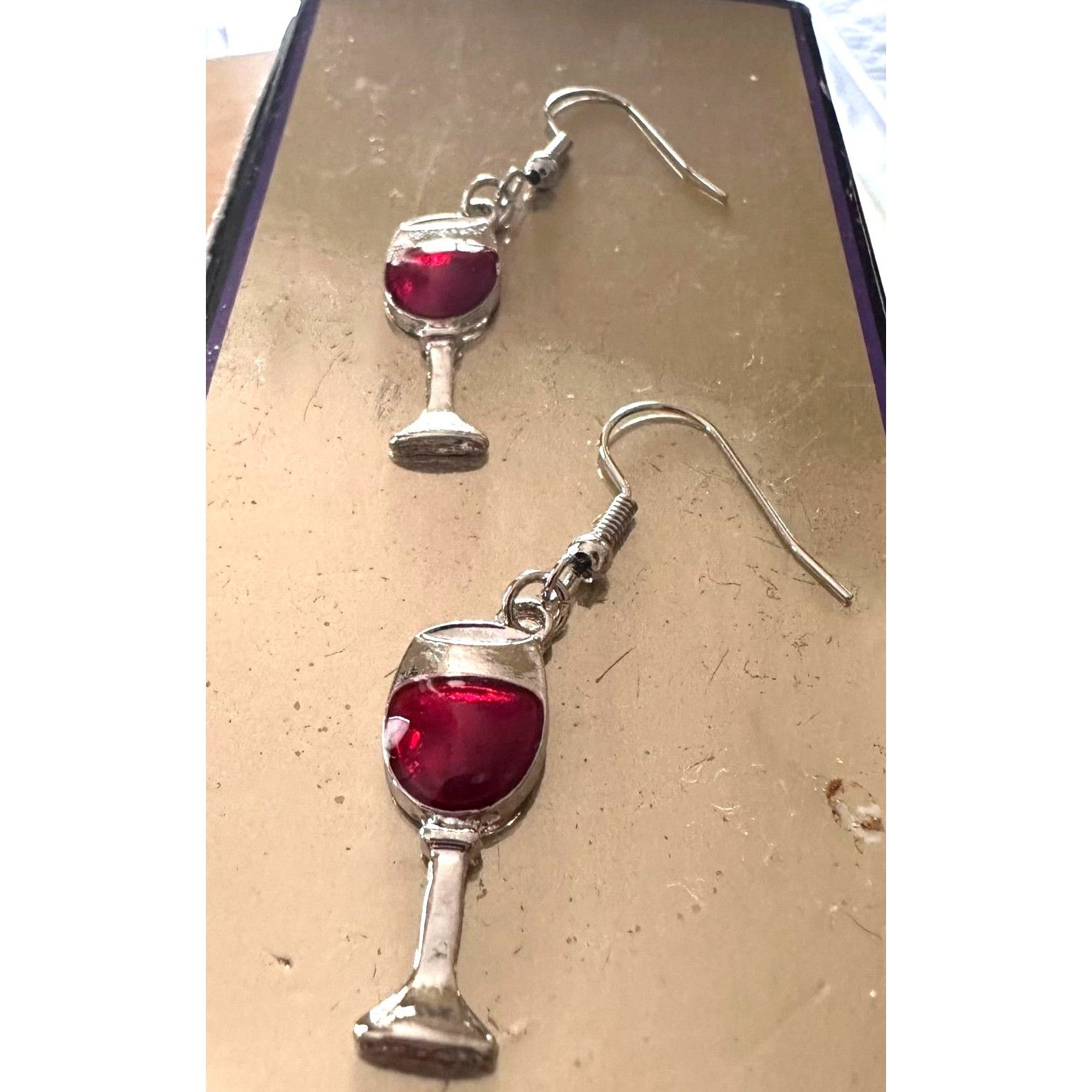Handmade Red Wine Glass Earrings Merlot Cabernet Pinot NoirCocktails Size ONE SIZE - 5 Thumbnail