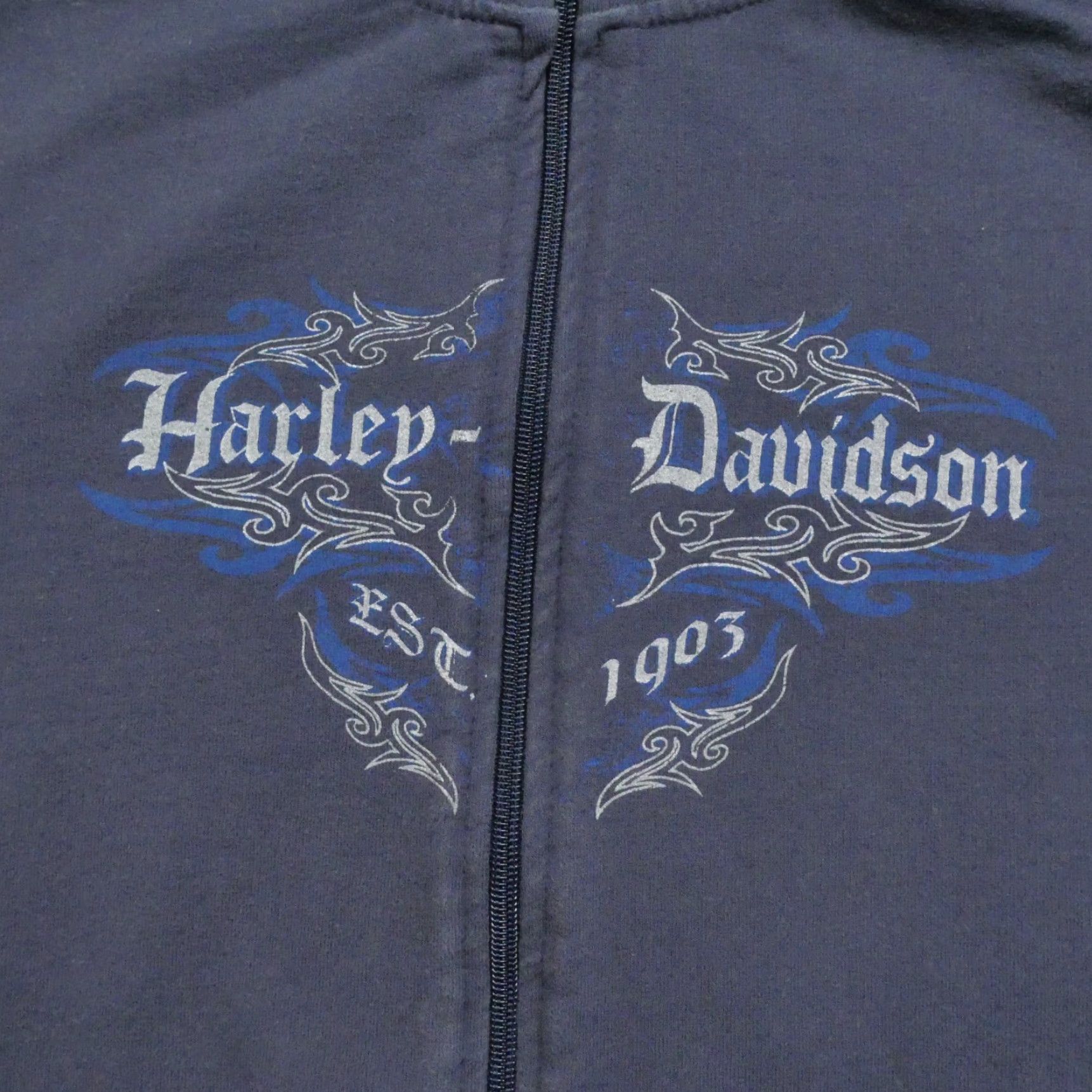 Harley Davidson Harley-Davidson Jacket Womens 1X XL Blue Full Zip Sleeve Print Motorcycle Y2K Size XL / US 12-14 / IT 48-50 - 2 Thumbnail