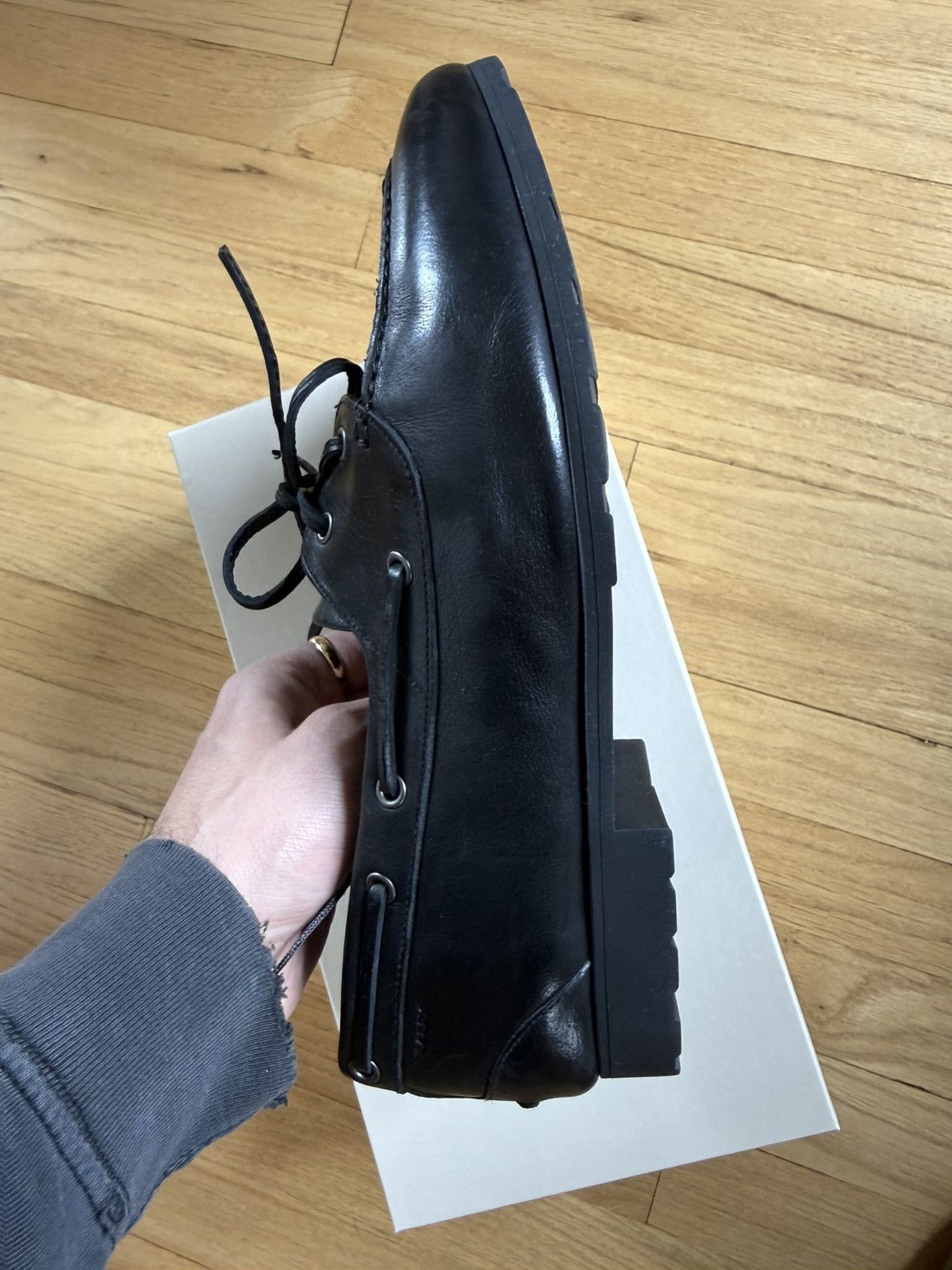 Bally Bally Plume Moccasin Loafer Boat Shoe in Black Leather Size US 7 / EU 40 - 3 Thumbnail