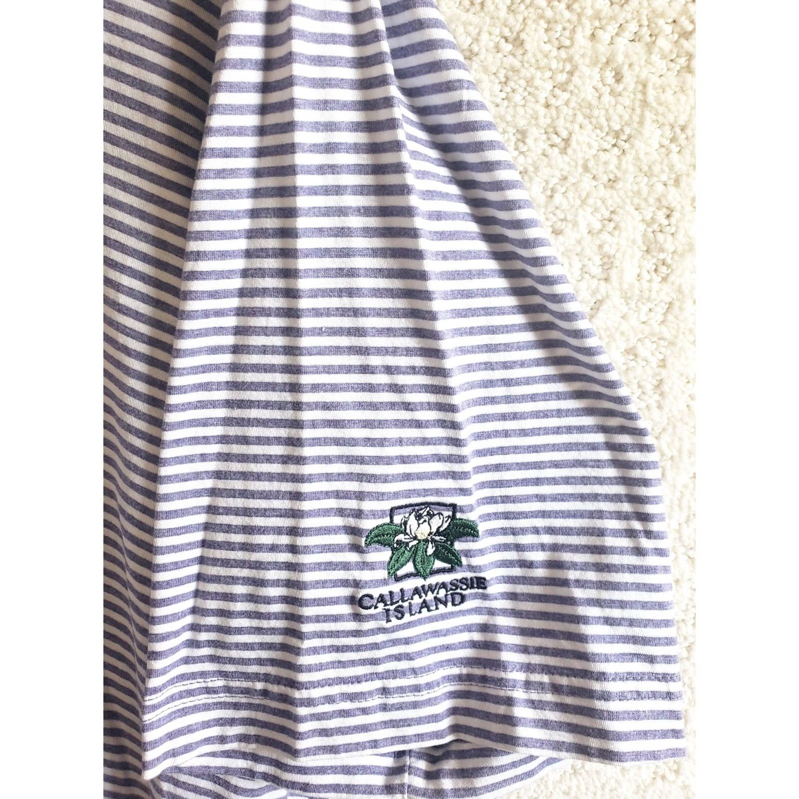 Vintage Fairway & Greene Polo Shirt Men M Purple White Striped Calawasee Island Logo Short Sleeve Golf Shirt Size US M / EU 48-50 / 2 - 5 Thumbnail