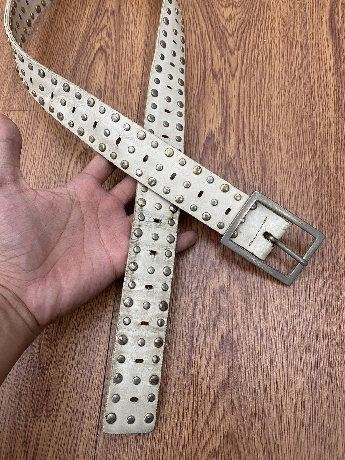 If Six Was Nine × Japanese Brand × Le Grande Bleu (L.G.B.) 96 Studded white belt Size ONE SIZE - 2 Thumbnail