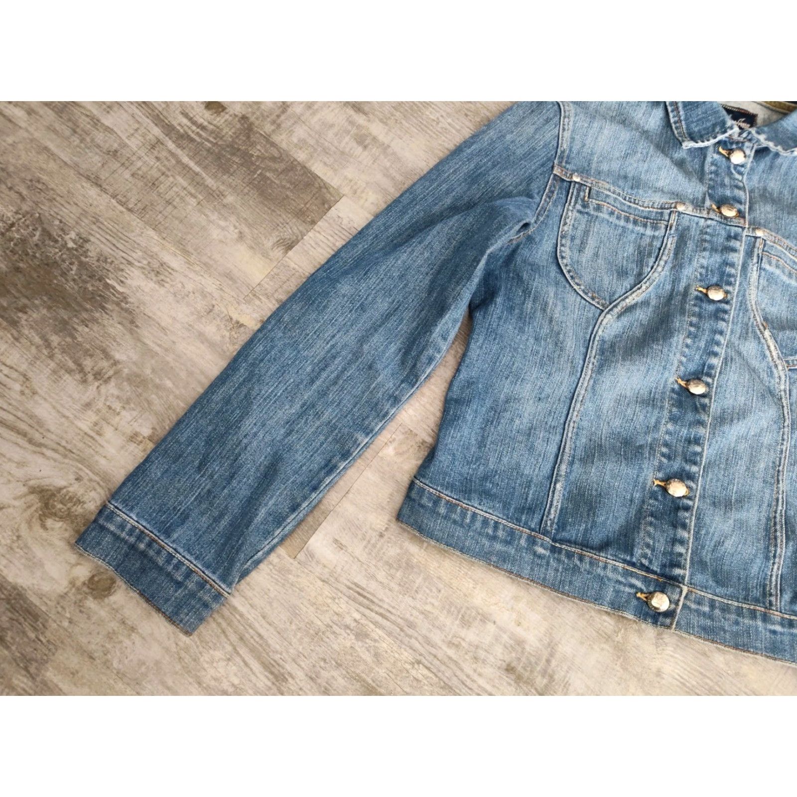Denime VINTAGE SOHO & JAGGER Denim Jean Jacket Size 42 Women's Blue Mid-Length Biker 80s 90s Size 28" / US 6 / IT 42 - 2 Thumbnail