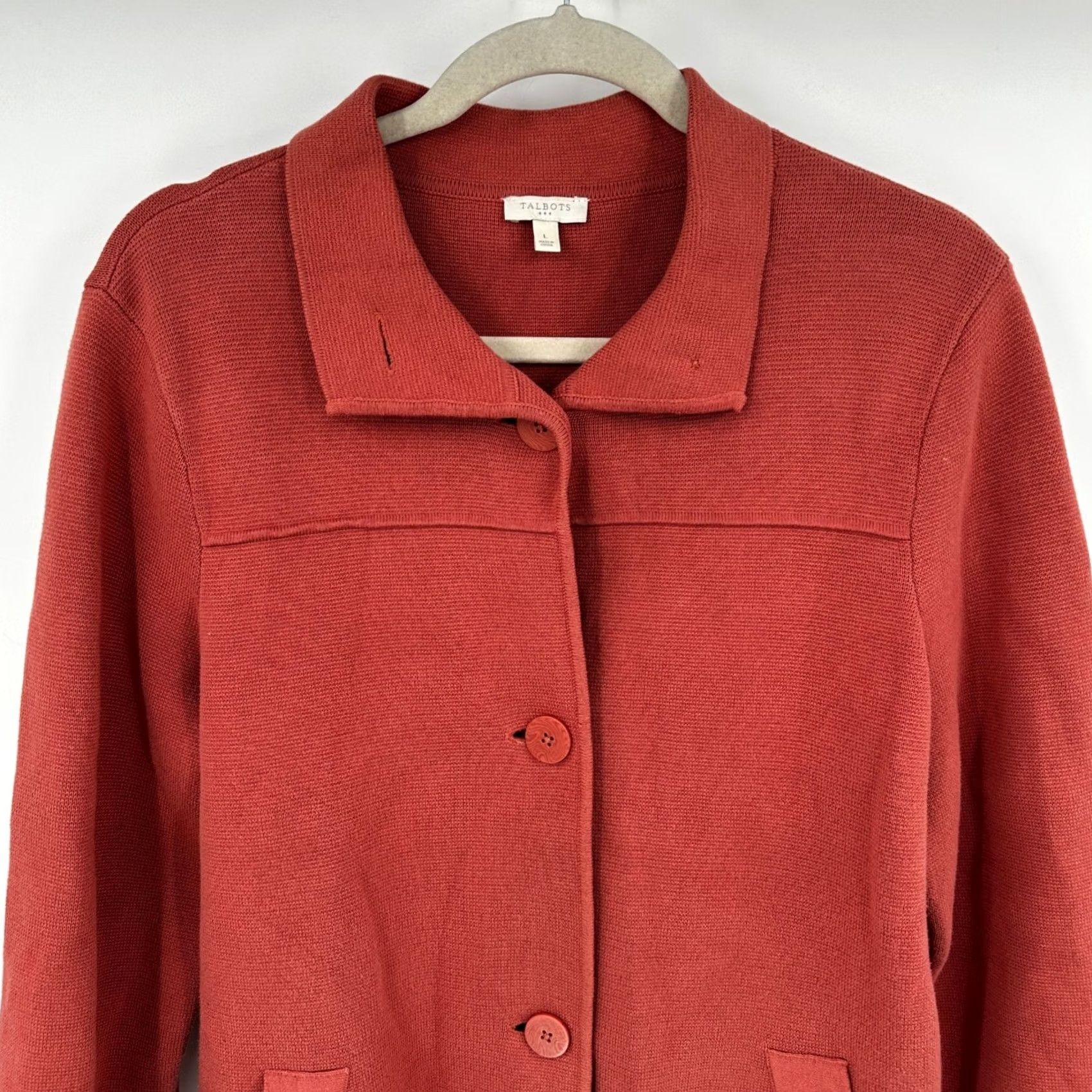 Talbots Talbots Cardigan Jacket Large Rust Orange Cotton Button Front Grandma Regular L Size L / US 10 / IT 46 - 2 Thumbnail