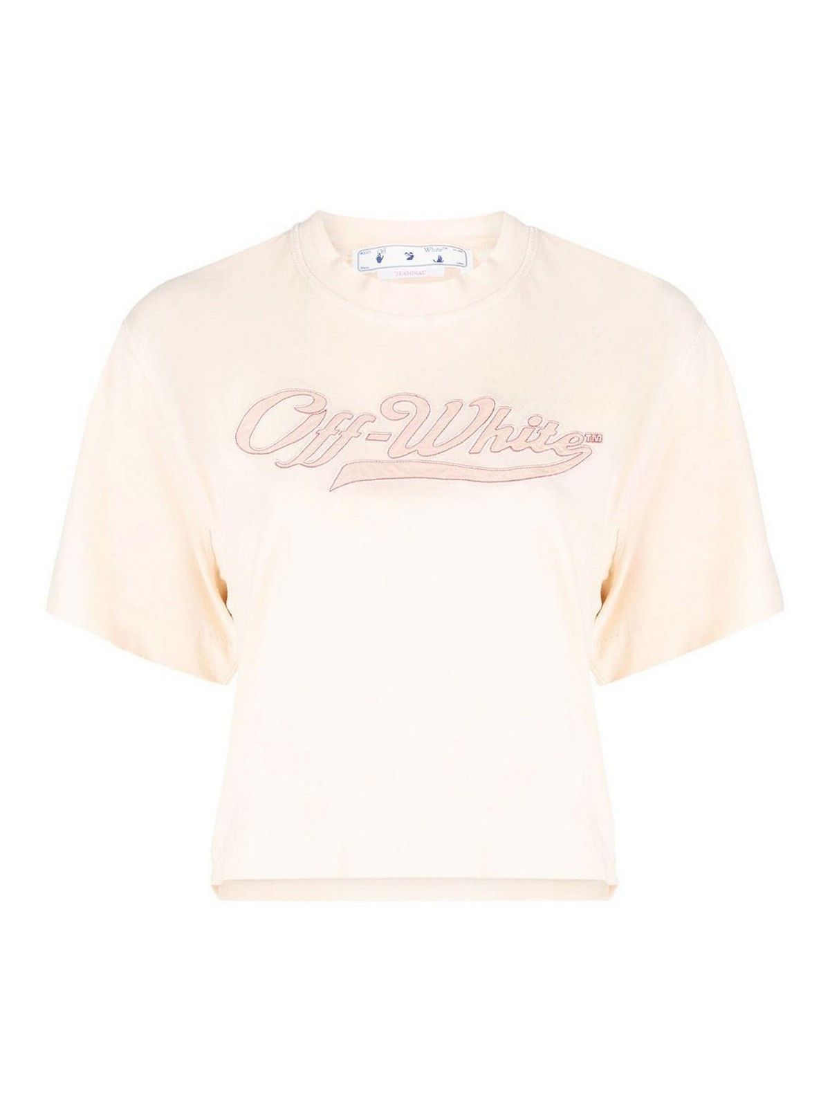 Off-White o1gr1nt0325 Embr Baseball Logo Crop T-Shirt in Beige Size S / US 4 / IT 40 - 1 Thumbnail