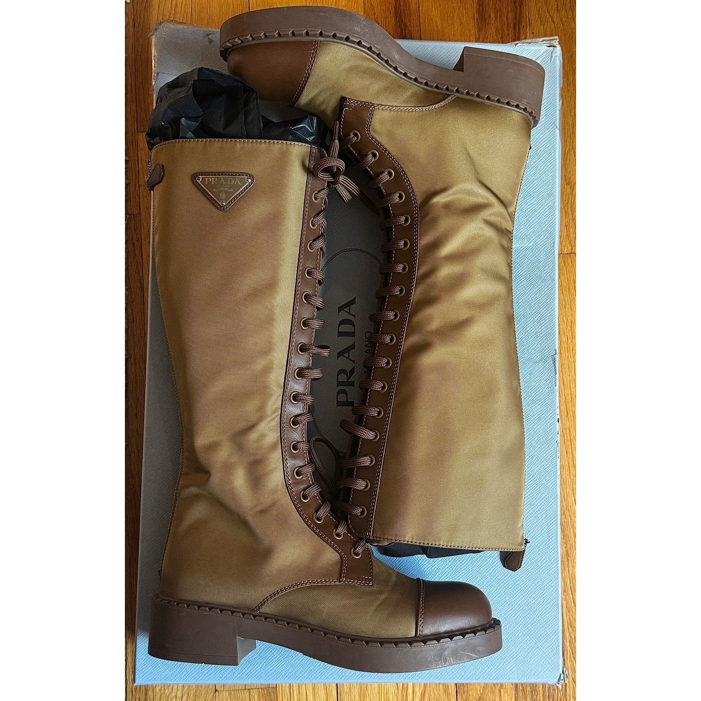Prada Prada NWB Women's Re-nylon Tall Combat Boot Size US 7 / IT 37 - 6 Thumbnail