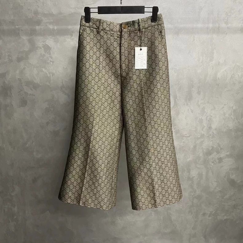 Gucci Gucci The latest gray full-print pattern logo wide-leg trou Size US 40 / EU 56 - 1 Thumbnail