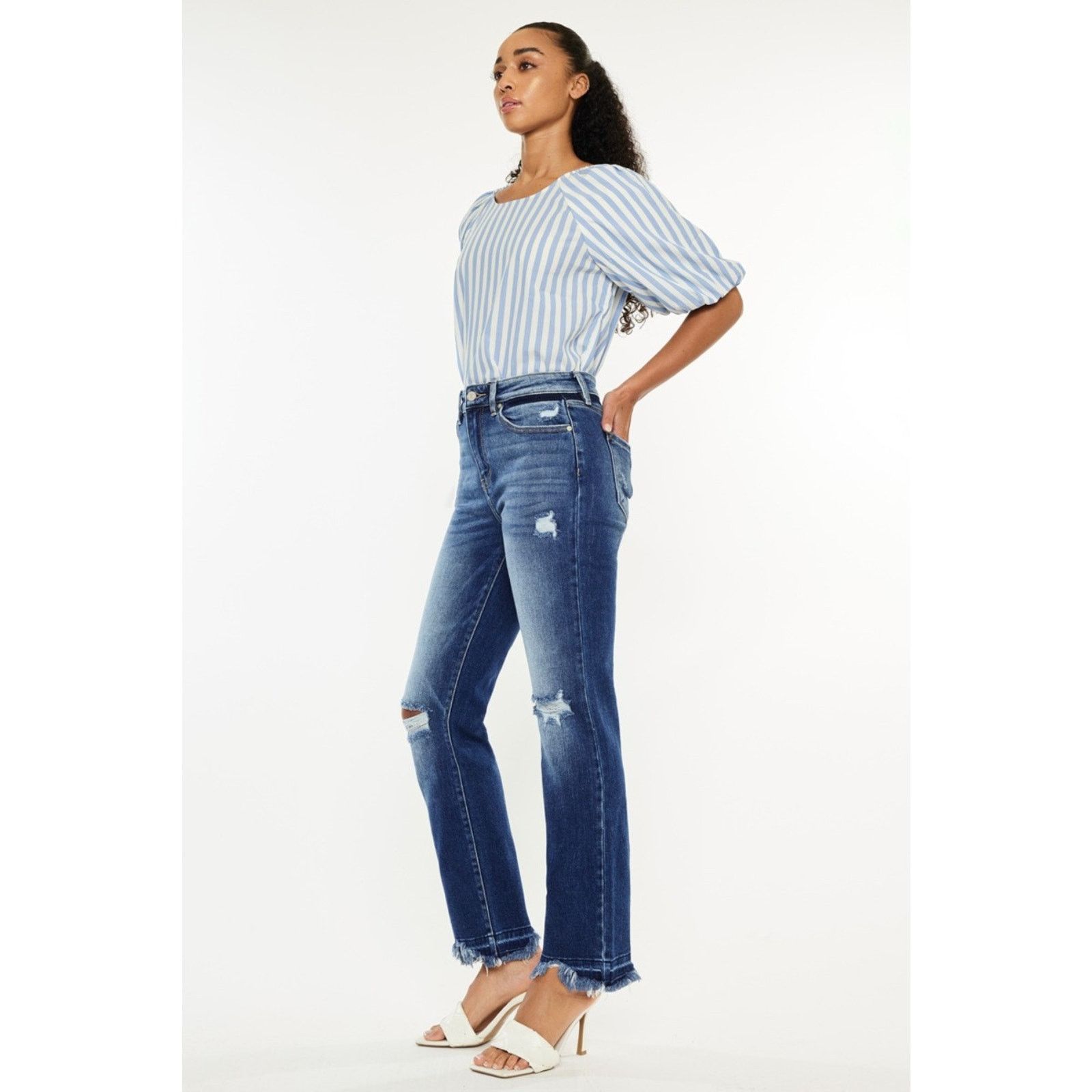 Other KanCan High Rise Distressed Slim Straight Jeans - Size 1/24 Size 24" / US 00 / IT 34 - 4 Thumbnail