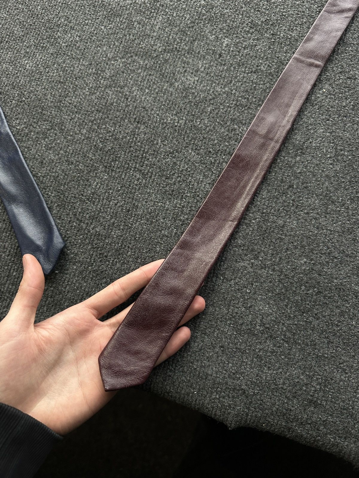 Other 🚨 LEATHER BURGUNDY ITALY TIE LUXURY VNTG RARE OLD MONEY Size ONE SIZE - 6 Thumbnail