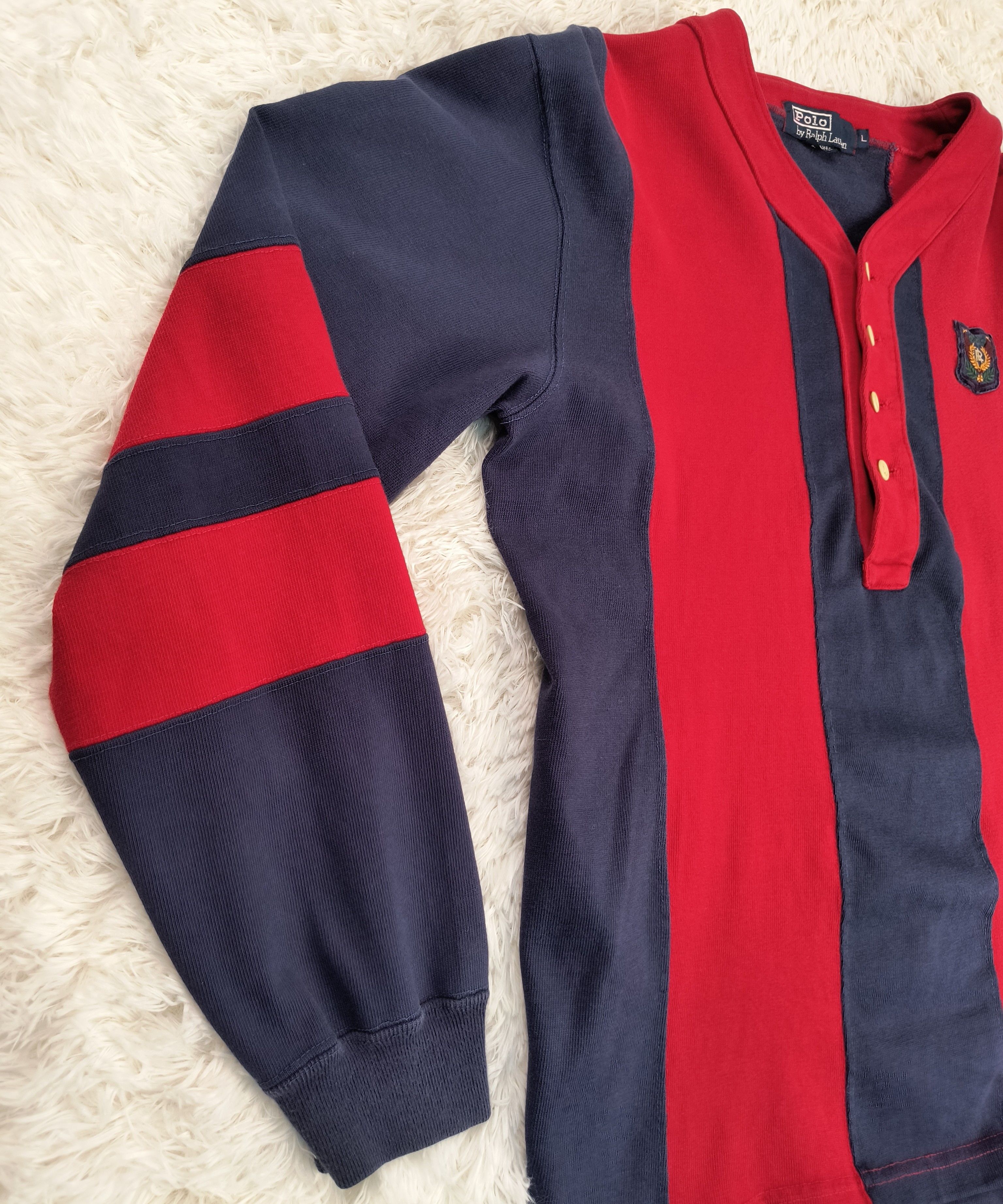 Polo Ralph Lauren Vintage Polo Ralph Lauren crest rugby henley LS 90s tee Size US L / EU 52-54 / 3 - 3 Thumbnail