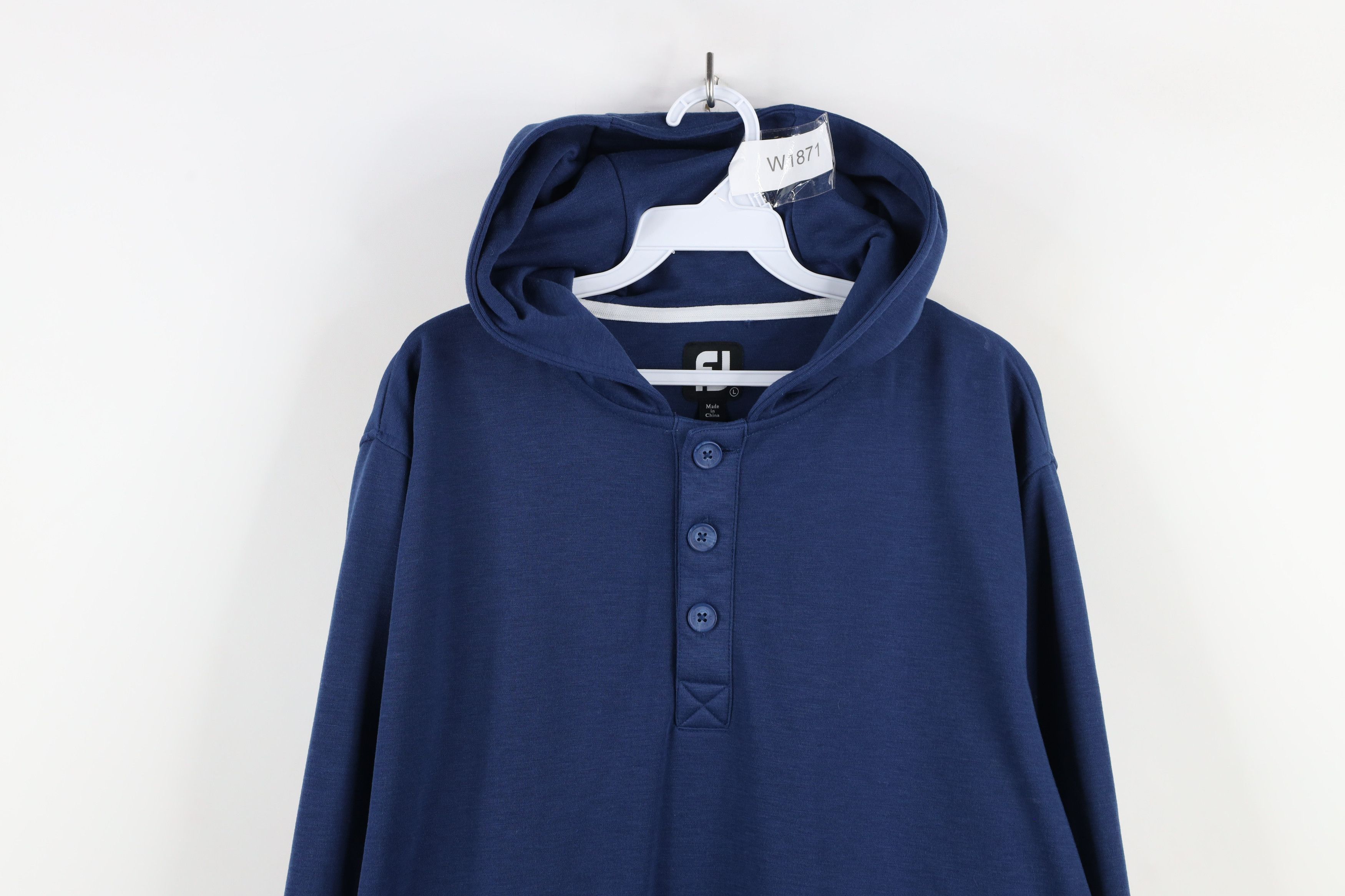 Footjoy × Vintage FootJoy Golf Soft Touch Henley Hoodie Sweatshirt Blue Size US L / EU 52-54 / 3 - 2 Thumbnail