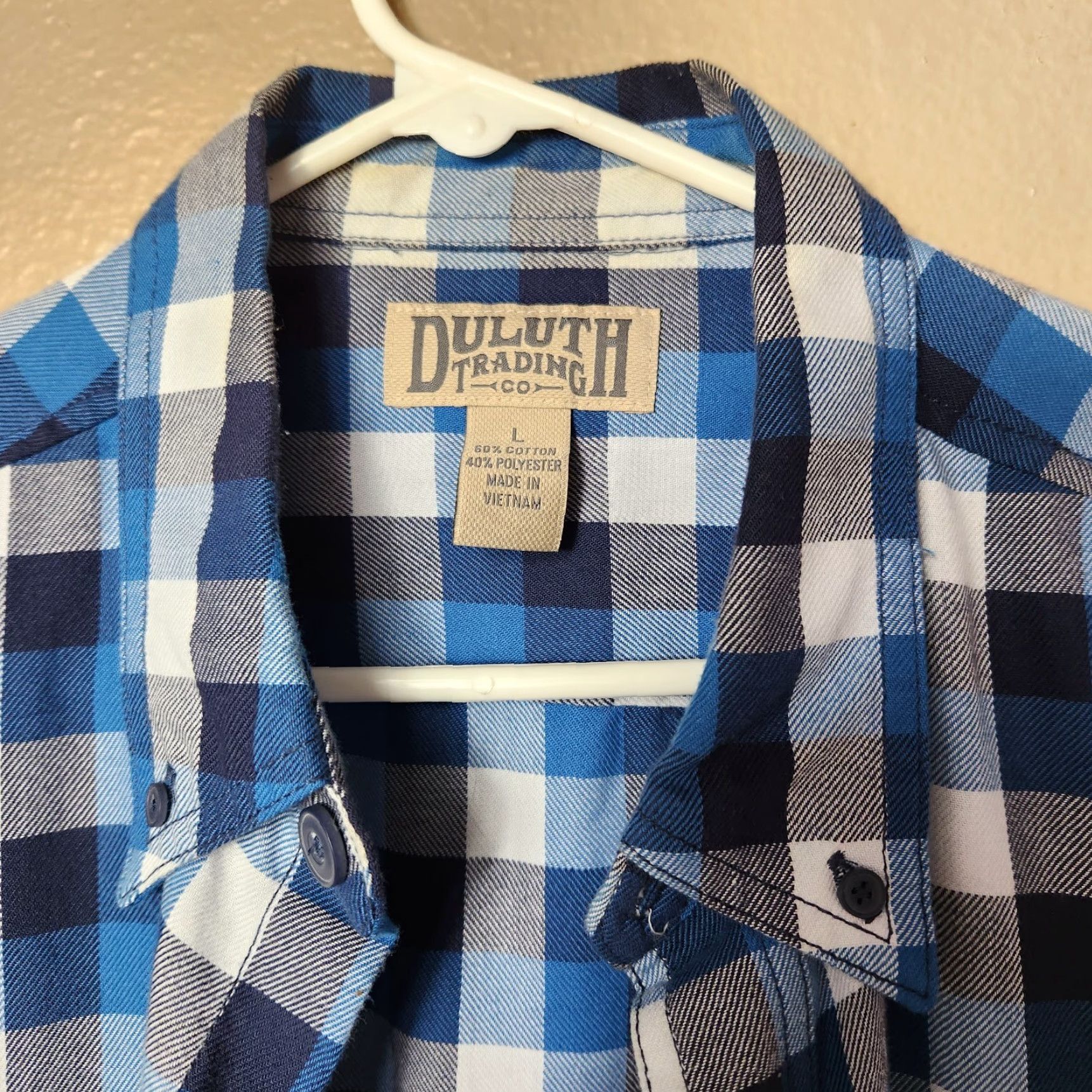 CO Duluth Trading Co Mens Crosscut Performance Blue Plaid Flannel Shirt L Size US L / EU 52-54 / 3 - 7 Thumbnail