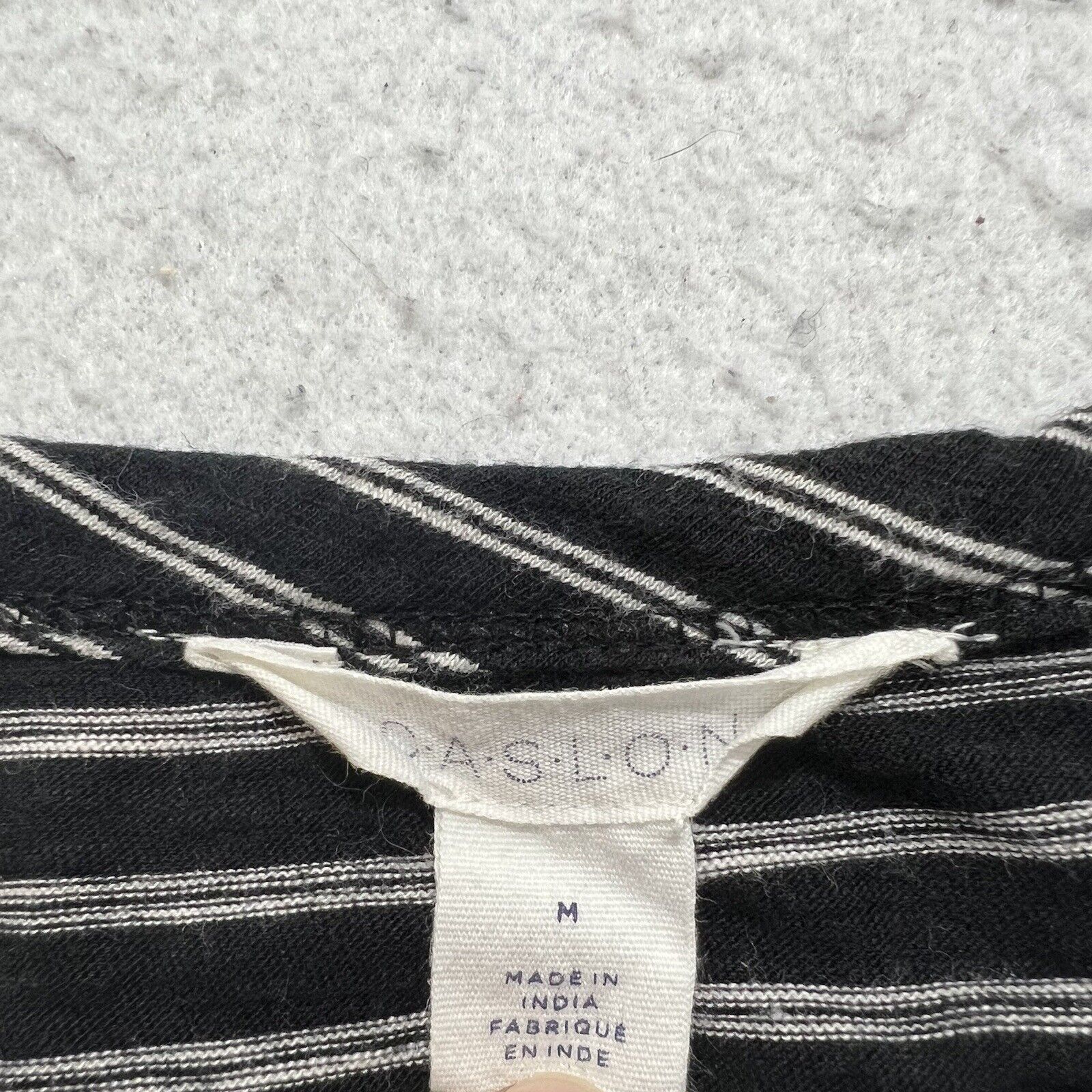 Nordstrom Caslon Women's Medium Babydoll Long Sleeve Black + White Top Size M / US 6-8 / IT 42-44 - 3 Thumbnail
