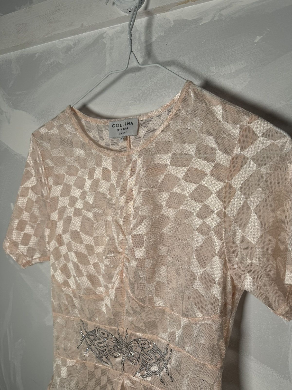 Collina Strada Collina Strada Lace Plaid Print Crew Neck Blouse Pink Size M / US 6-8 / IT 42-44 - 3 Thumbnail