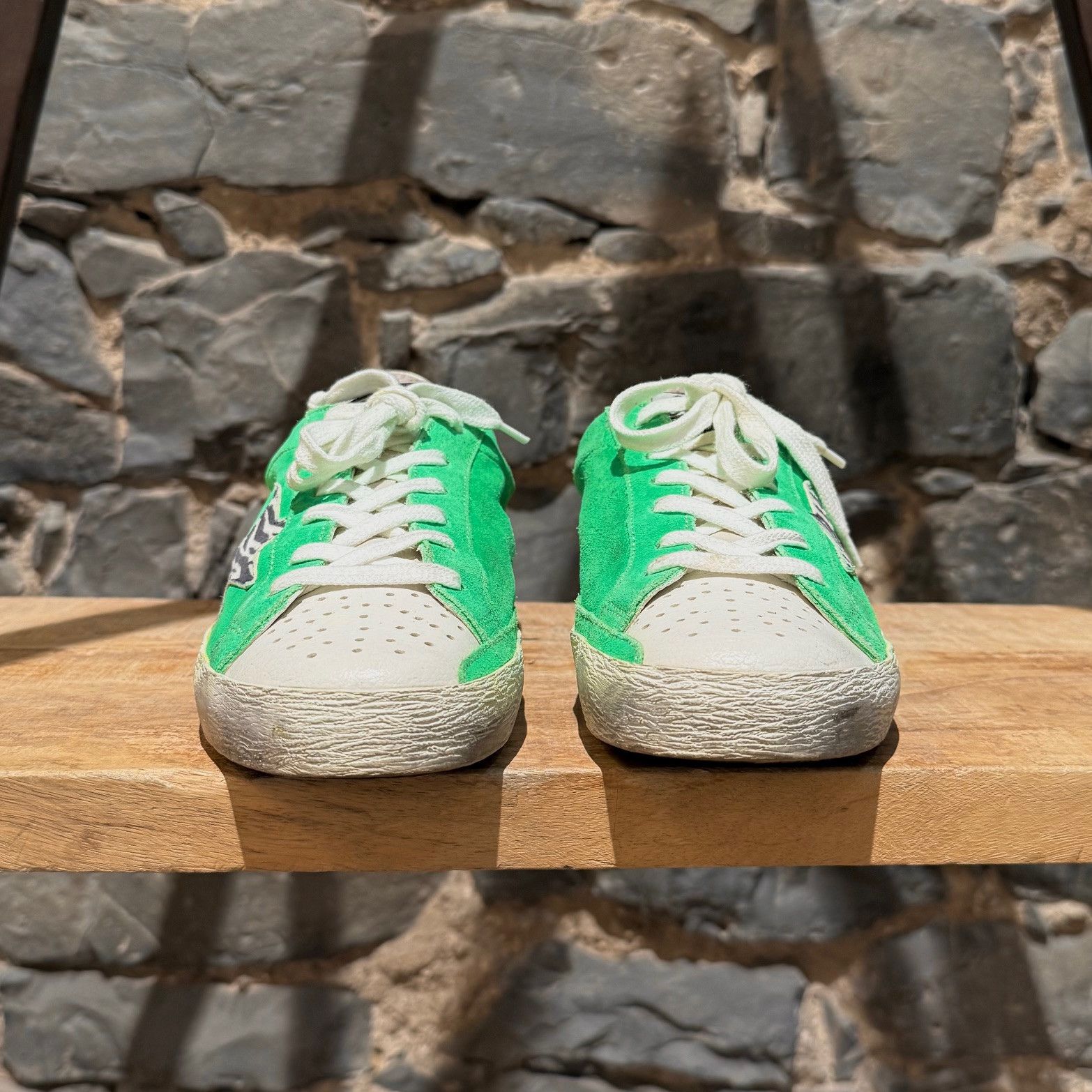 Golden Goose Golden Goose Superstar Neon Green Suede Sneakers Size US 7 / IT 37 - 2 Thumbnail