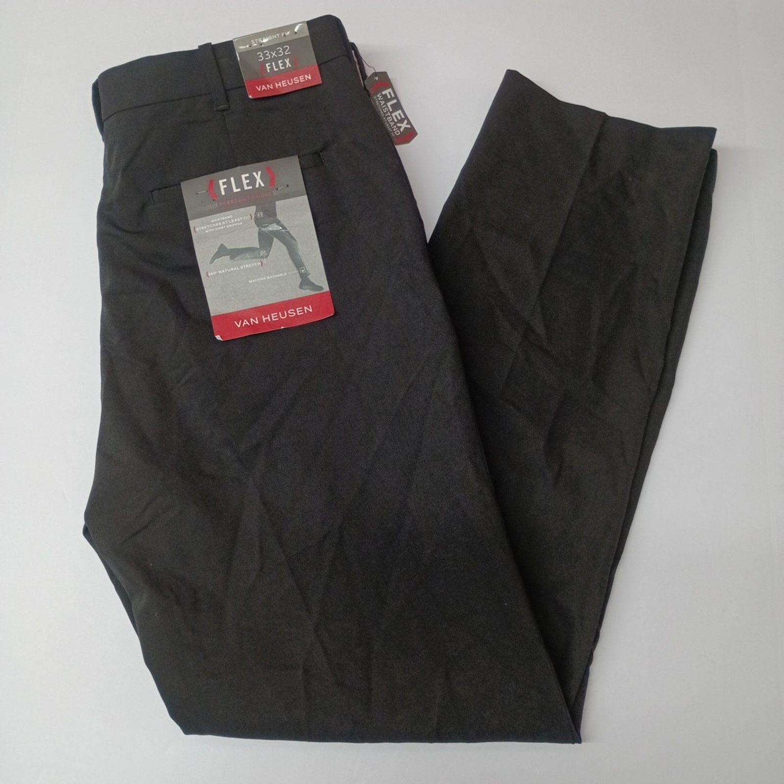 Van Heusen NWOT Van Heusen Black Flat Front Slim Dress Pants 36W 32L |  Grailed