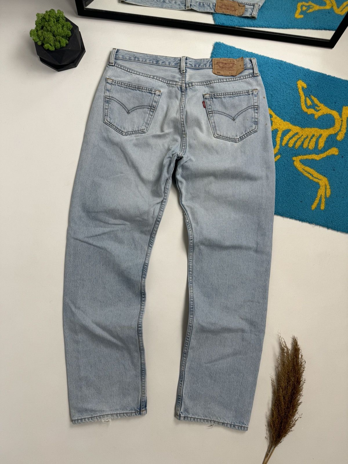 image of Vintage 90’S Levi’S 501 Distressed Denim Pant in Blue, Men's (Size 36)