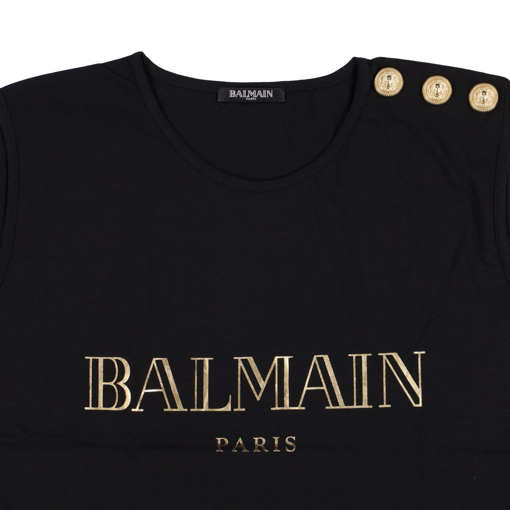Balmain Black Metallic Gold Logo Lion Buttons Tank Top Size XS / US 0-2 / IT 36-38 - 6 Thumbnail