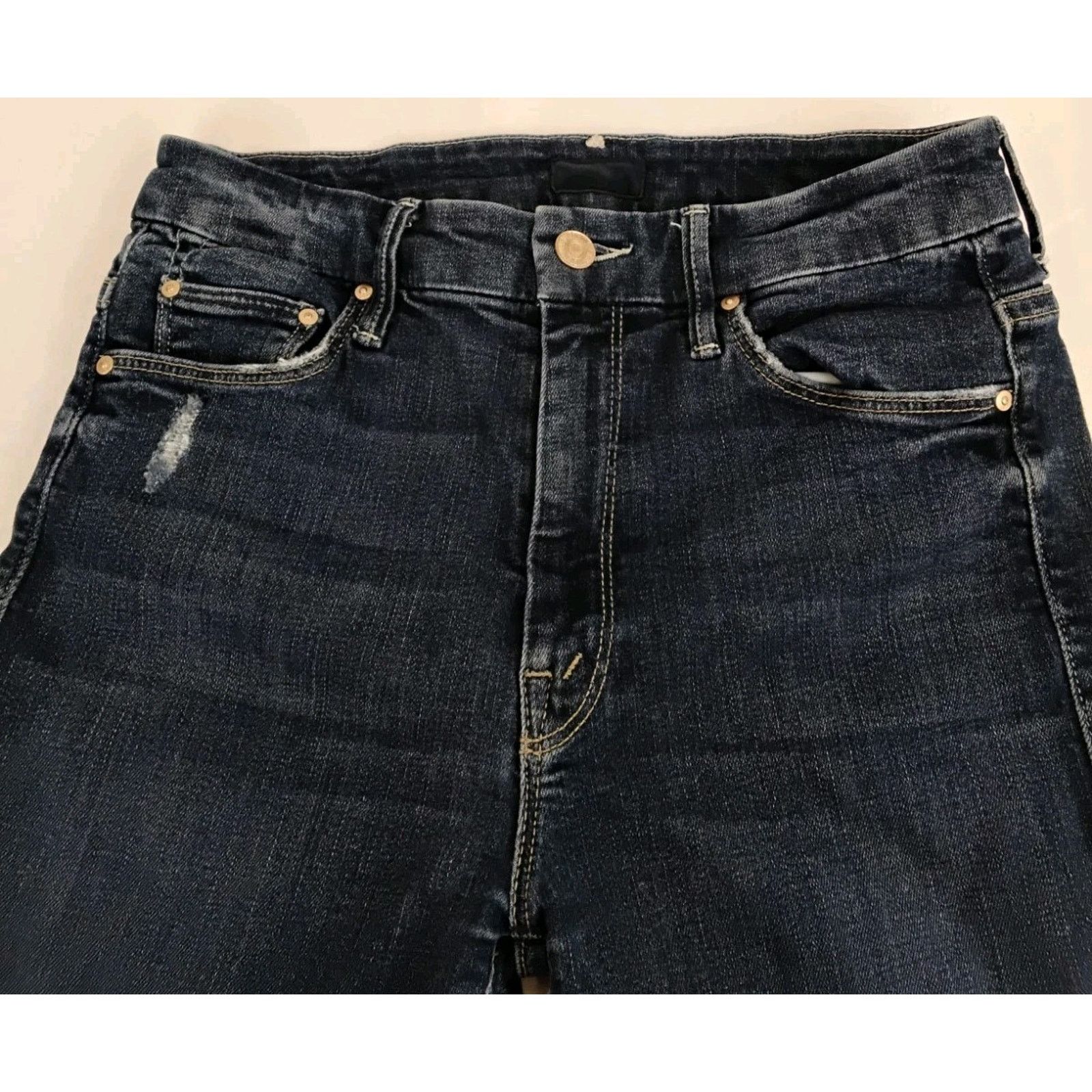 MOTHER Mother High Waist Looker Jean Women's 27" Dark Distressed Size 27" / US 4 / IT 40 - 4 Thumbnail