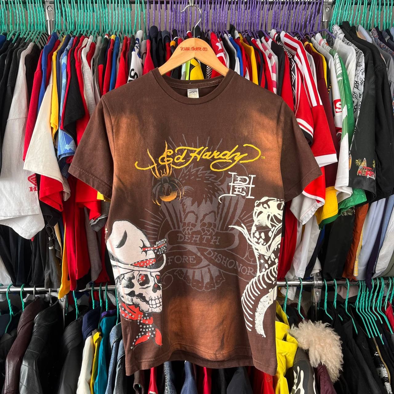 Ed Hardy Vintage Ed Hardy by Christian Audigier Brown Tshirt Size US M / EU 48-50 / 2 - 1 Thumbnail