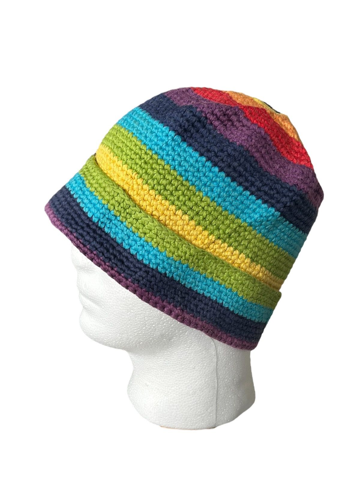 Japanese Brand × Kapital × Vintage 🌈Hippies Style Smile Crochet Knit Multicolur Bucket Hats🌈🌵 Size ONE SIZE - 3 Thumbnail