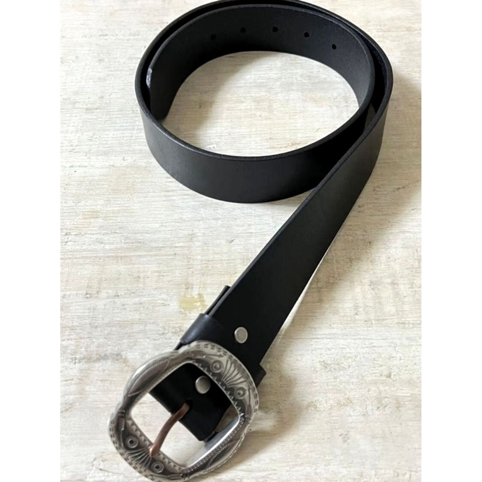 Ralph Lauren RRL Ralph Lauren Belt Black Leather Size 34 Men's Western Silver Buckle Size 34 - 2 Thumbnail