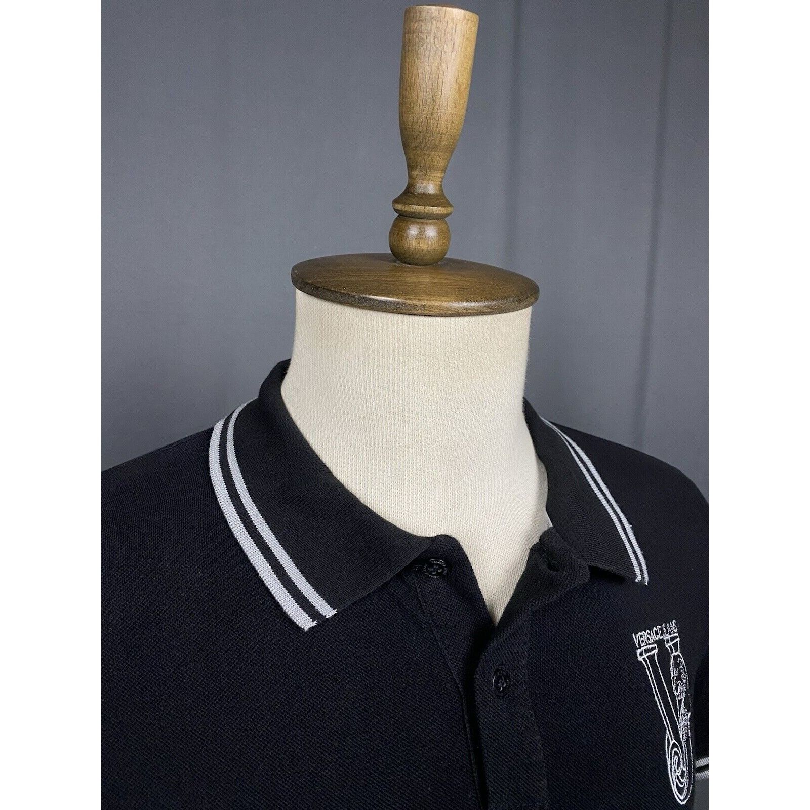 Versace Versace Big Logo Men's Black Polo T-Shirt Size 50 Size US M / EU 48-50 / 2 - 6 Thumbnail