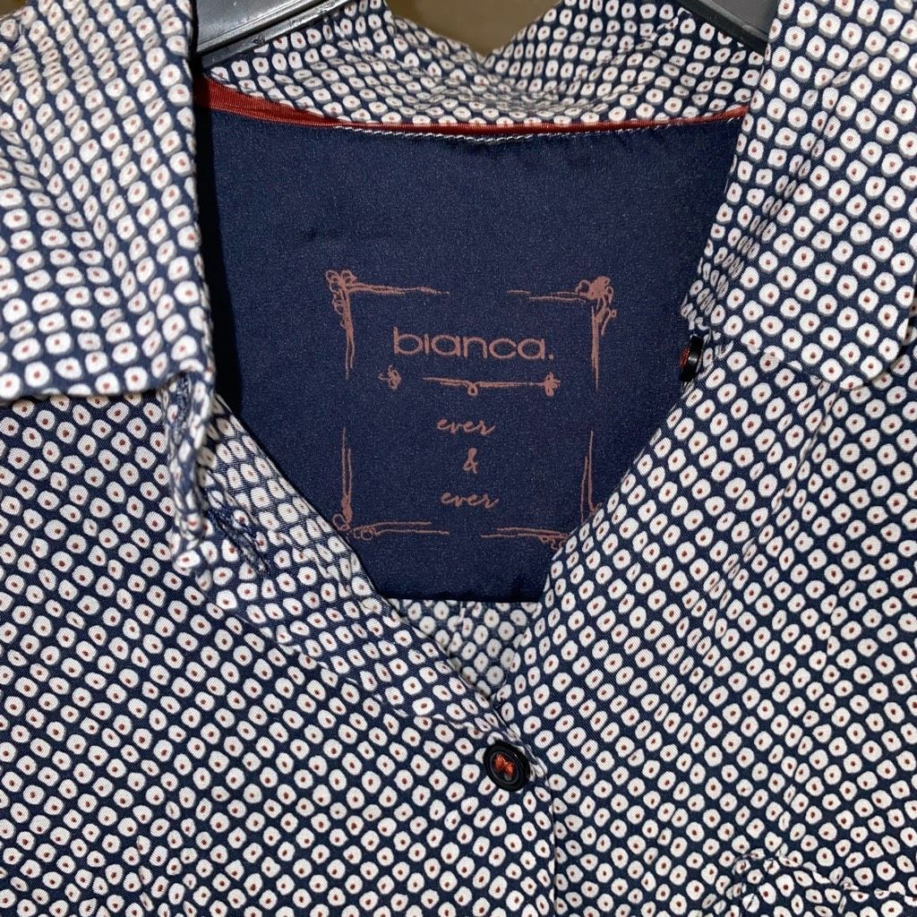 BIANCA CHANDON Bianca Ever & Ever Navy Button Up Blouse, Viscose Shirt, Sz Size M / US 6-8 / IT 42-44 - 3 Thumbnail