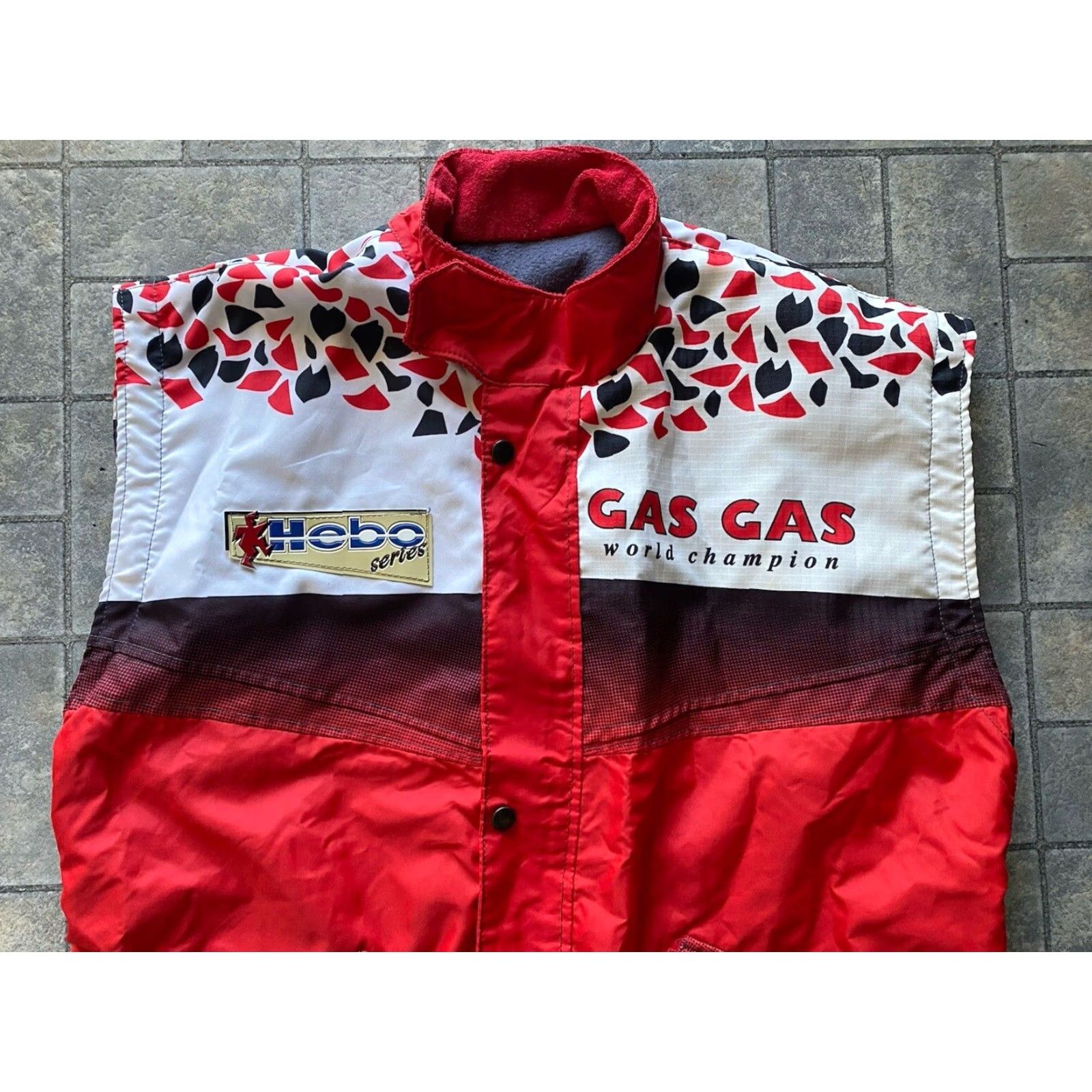 Vintage VINTAGE Hebo Mens XL GasGas Hebo Line Series Red Motorcycle Zip Off Jacket No Sleeves Size US XL / EU 56 / 4 - 7 Thumbnail