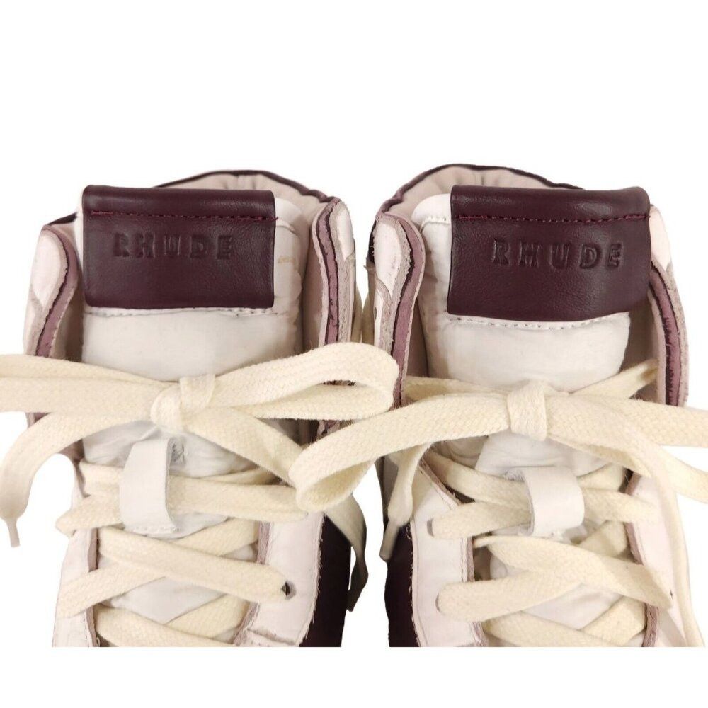Rhude Rhude Rhecess-Hi Sneakers 7 Men's White Maroon Sneakers New Size US 7 / EU 40 - 5 Thumbnail