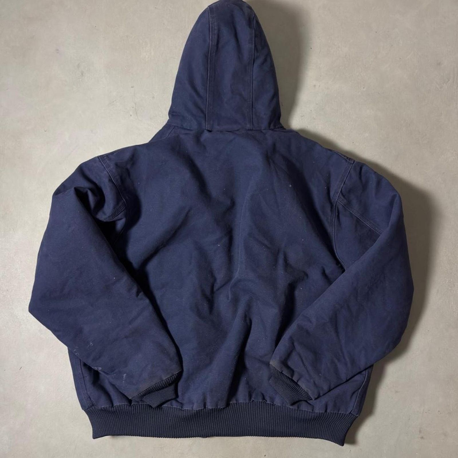 Carhartt Vintage Carhartt Hooded Jacket Faded Navy Workwear Size US XXL / EU 58 / 5 - 2 Thumbnail