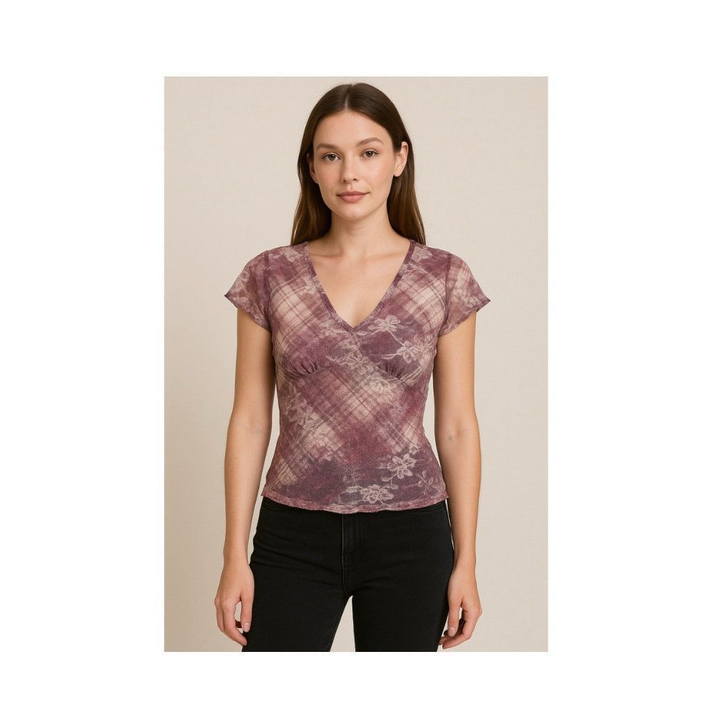Other Sweet Lilac Mesh Lace Floral Top Y2K Romantic Grunge L Size L / US 10 / IT 46 - 1 Thumbnail