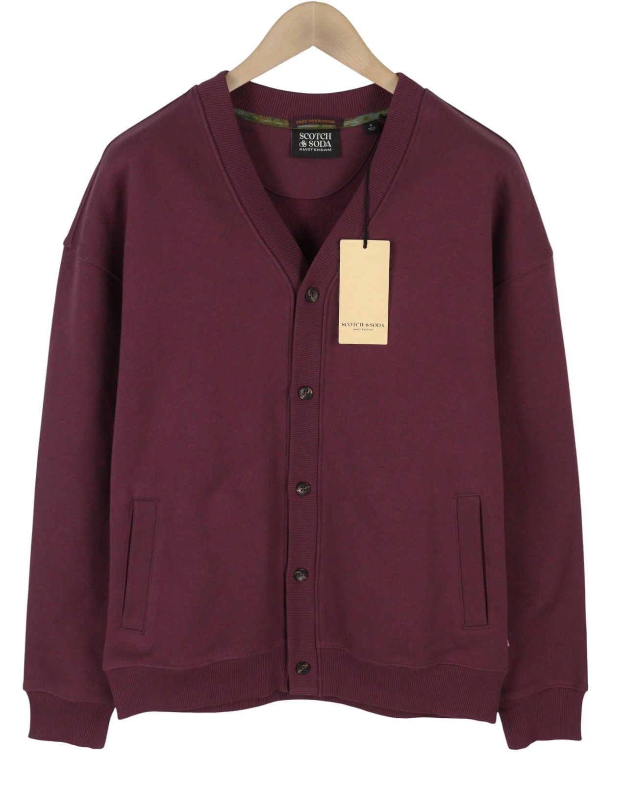 M Burgundy Button-Up Oversized Cardigan 88544