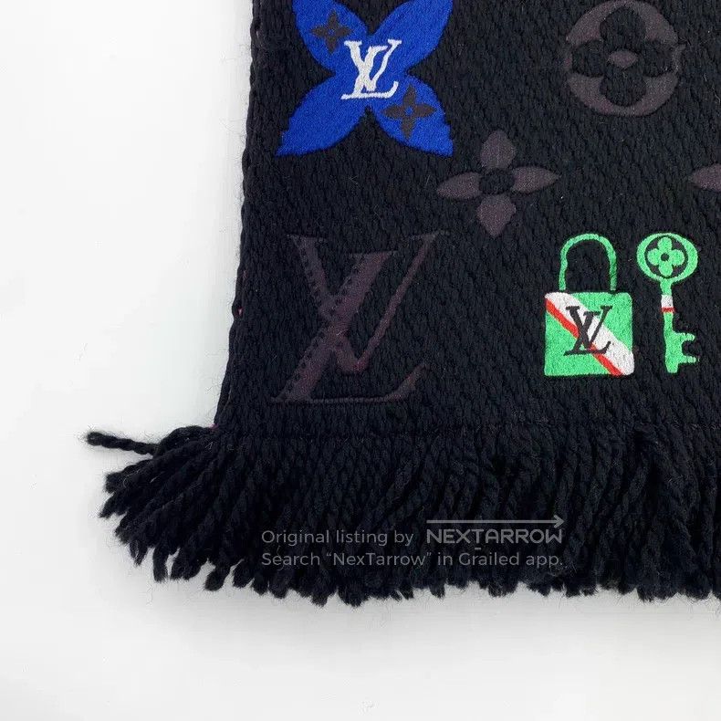 Louis Vuitton Louis Vuitton Black badge logo jacquard printed wool scarf Size ONE SIZE - 6 Thumbnail